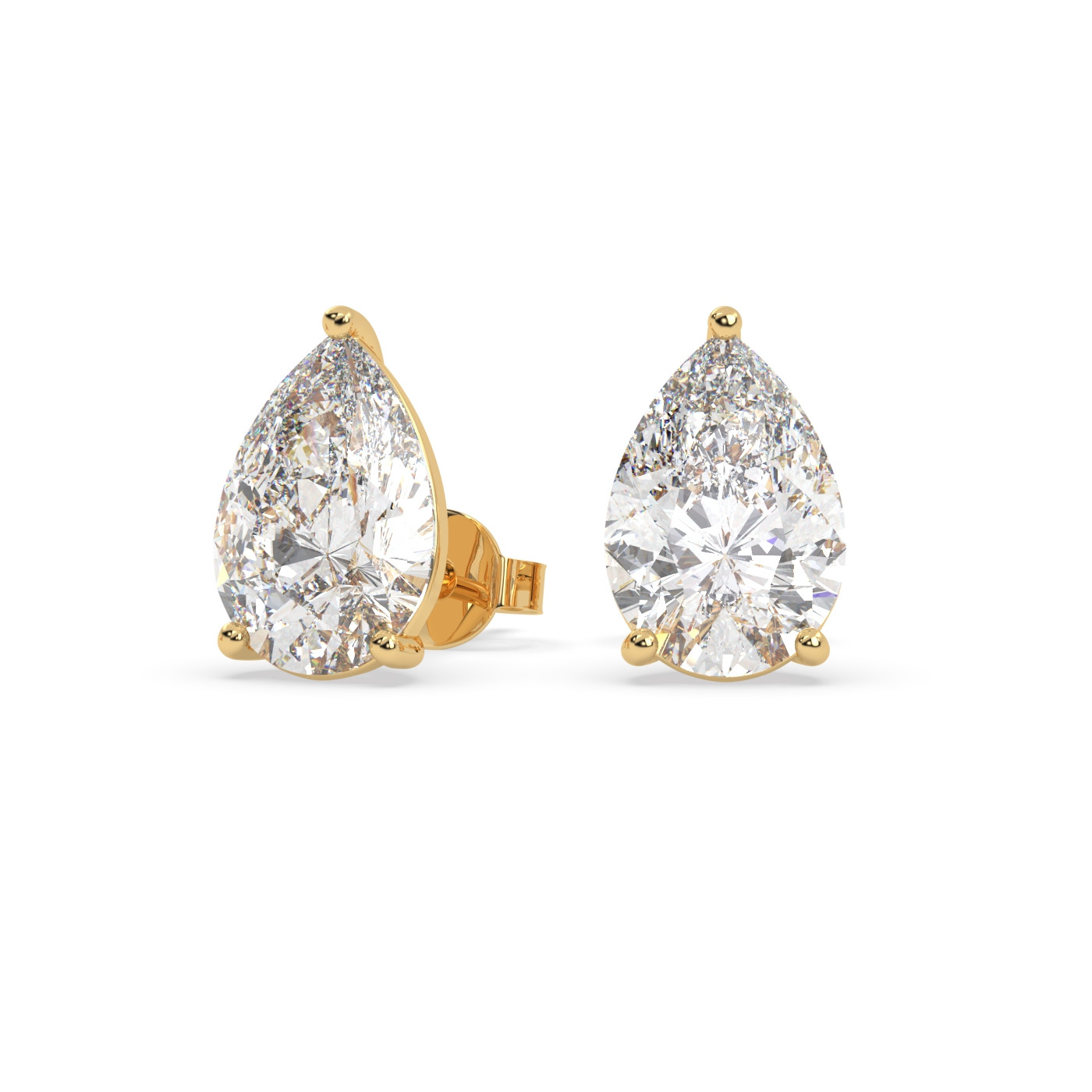 18k yellow gold  1.0 carat pear stud earrings with butterfly back Photos & images