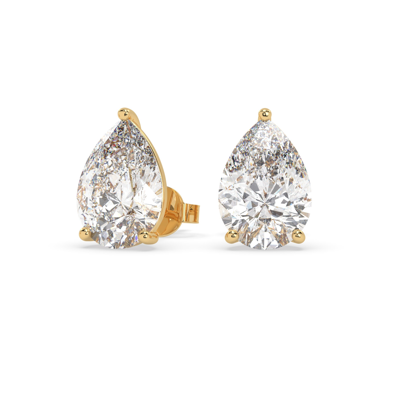 18k white gold 3.5 carat pear stud earrings with butterfly back Photos & images