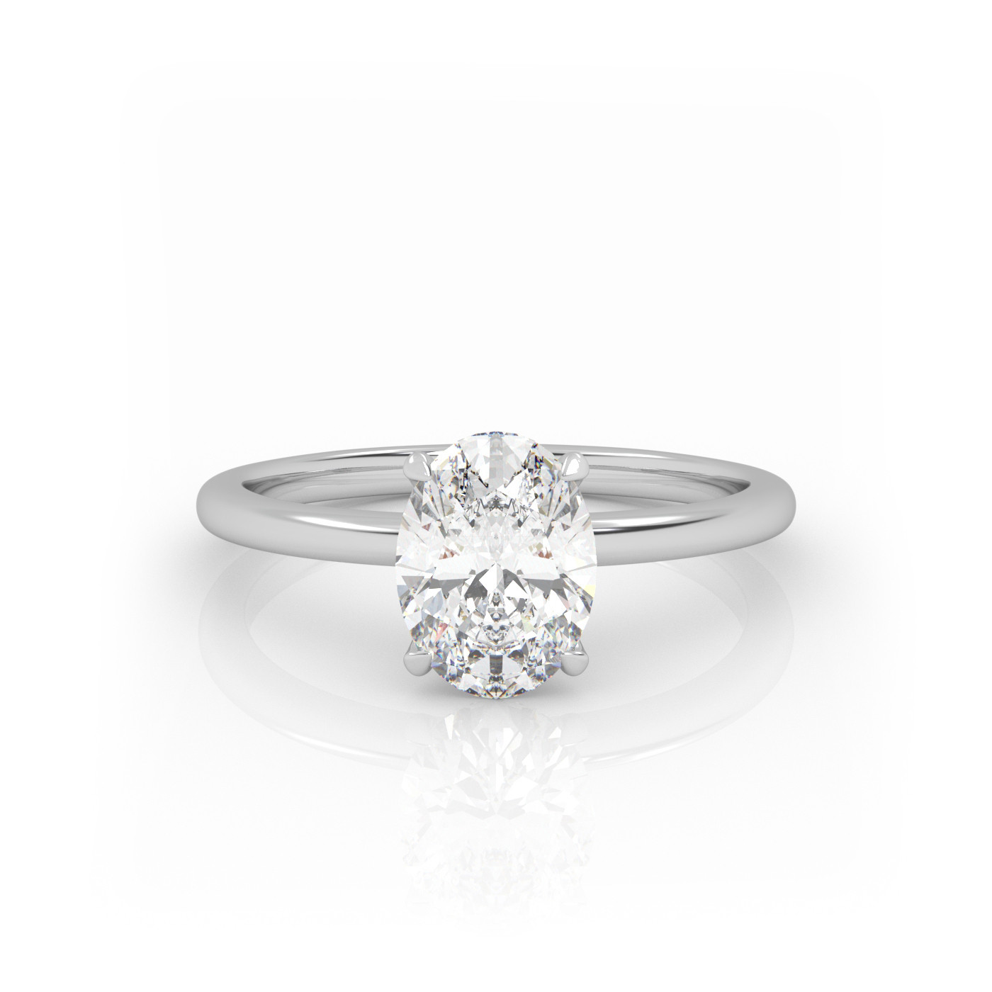 18K WHITE GOLD Oval Diamond Solitaire Engagement Ring