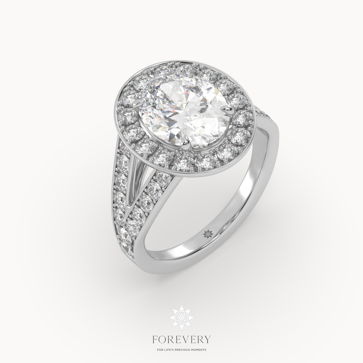 18K WHITE GOLD Halo Style Luxurious Diamond Engagement Ring