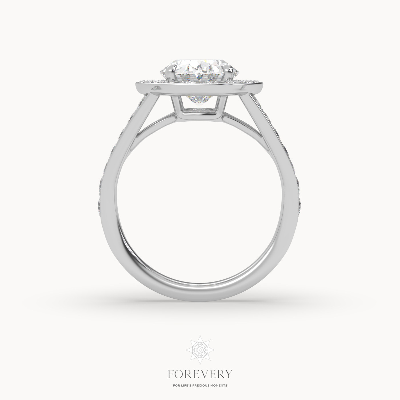 18K WHITE GOLD Halo Style Luxurious Diamond Engagement Ring
