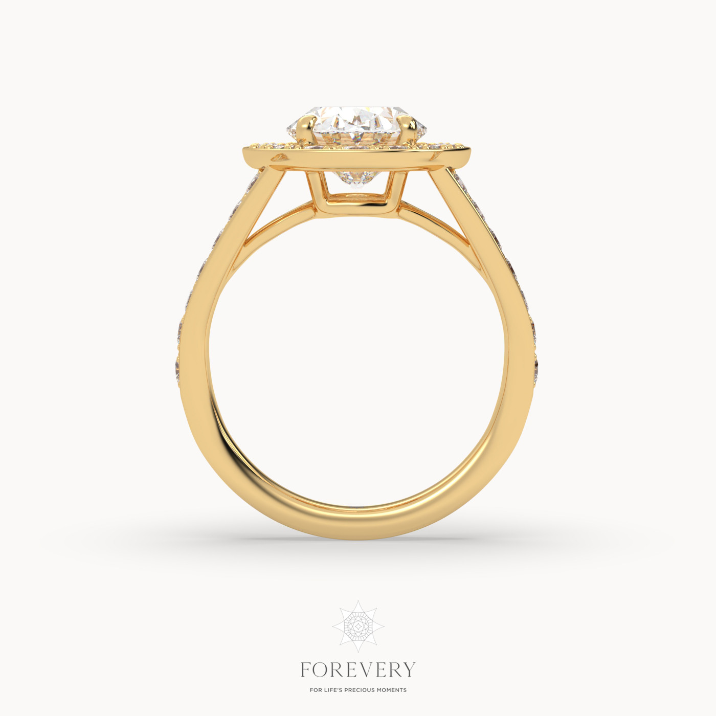 18K YELLOW GOLD Halo Style Luxurious Diamond Engagement Ring