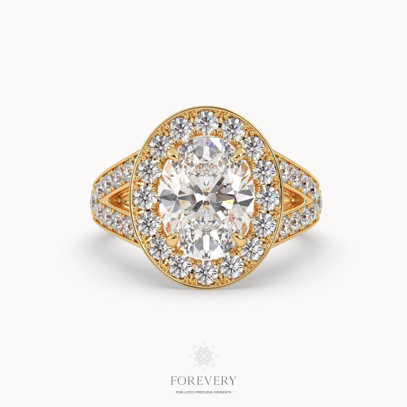 18K YELLOW GOLD Halo Style Luxurious Diamond Engagement Ring
