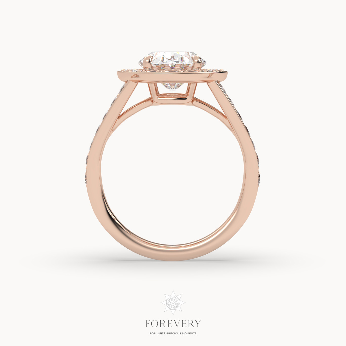 18K ROSE GOLD Halo Style Luxurious Diamond Engagement Ring