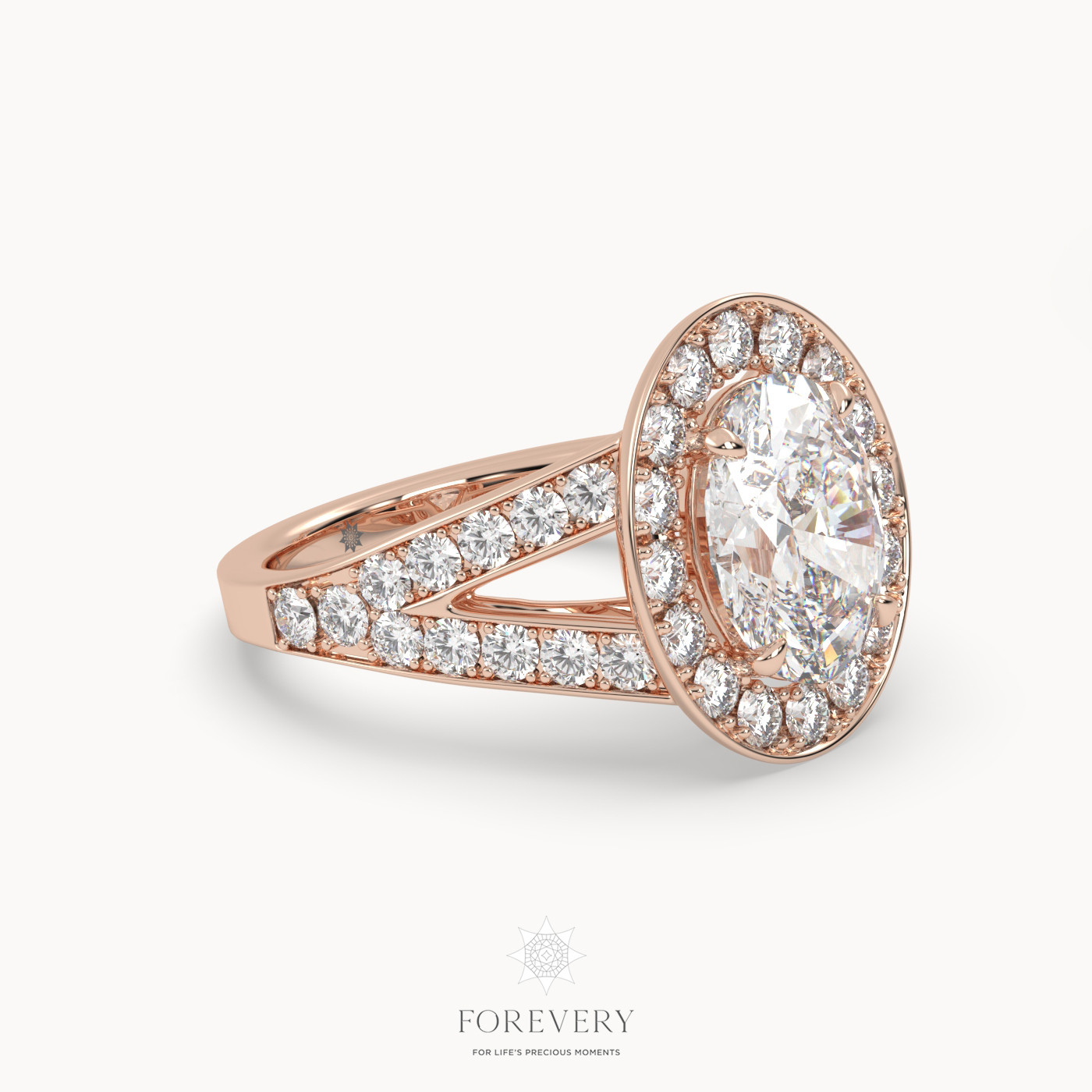 18K ROSE GOLD Halo Style Luxurious Diamond Engagement Ring