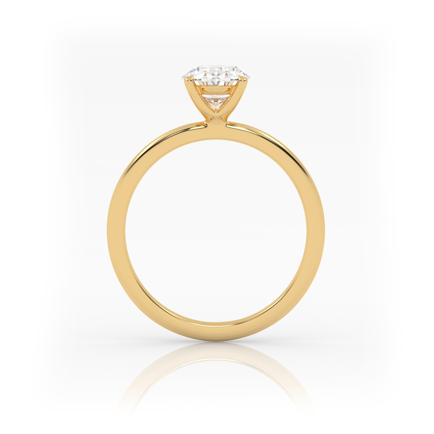 18K YELLOW GOLD Oval Diamond Solitaire Engagement Ring