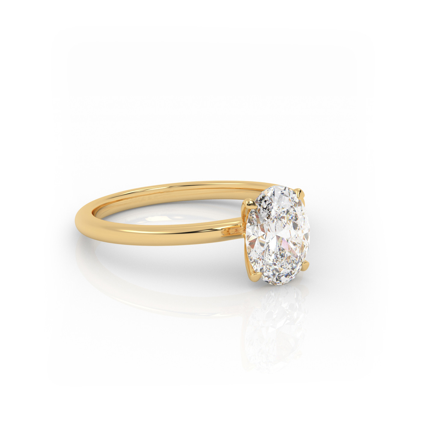 18K YELLOW GOLD Oval Diamond Solitaire Engagement Ring