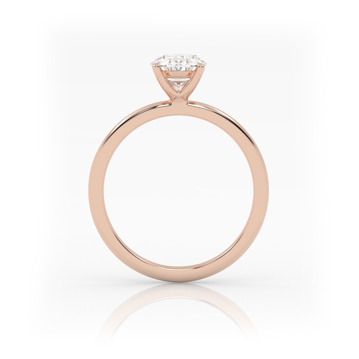 18K ROSE GOLD Oval Diamond Solitaire Engagement Ring