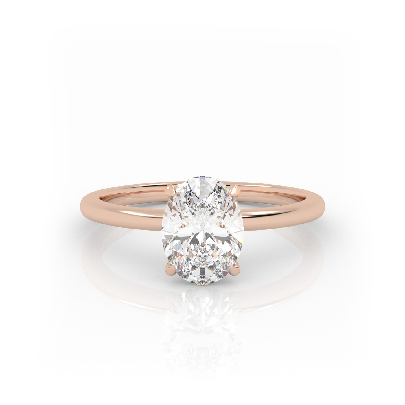 18K ROSE GOLD Oval Diamond Solitaire Engagement Ring
