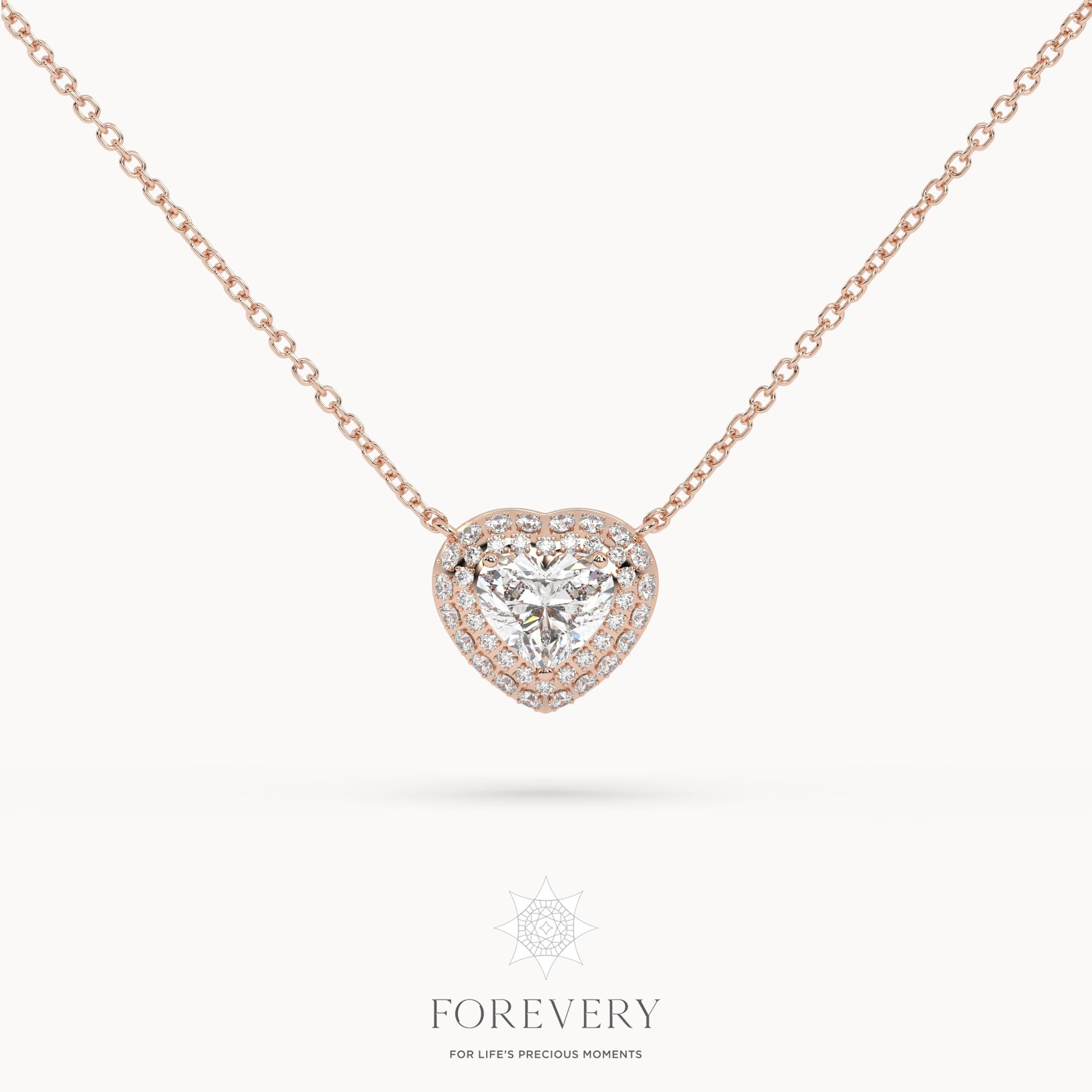 18K ROSE GOLD Solitaire Pendant with Heart Shaped Diamond