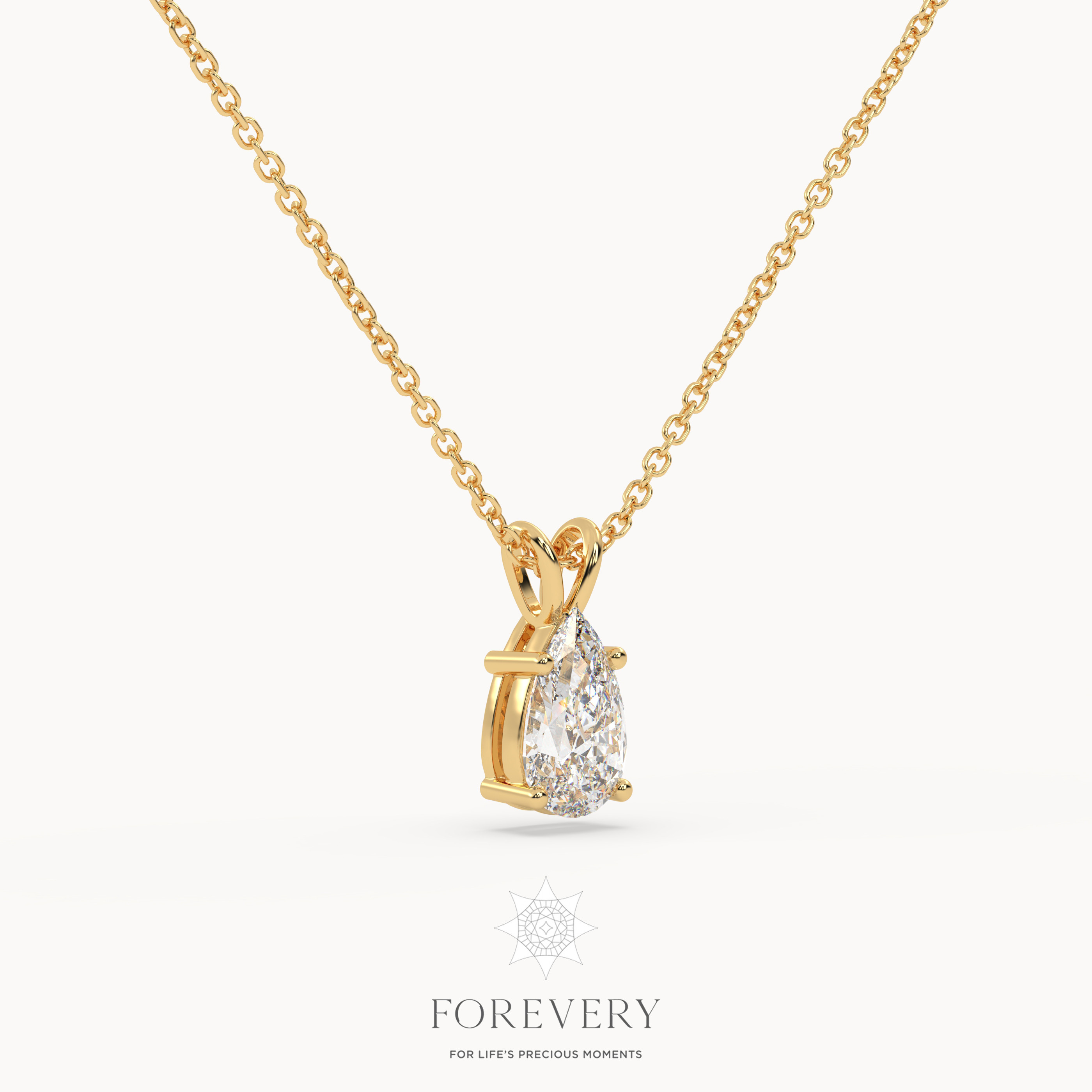 18K YELLOW GOLD Pear Shaped Diamond Pendant