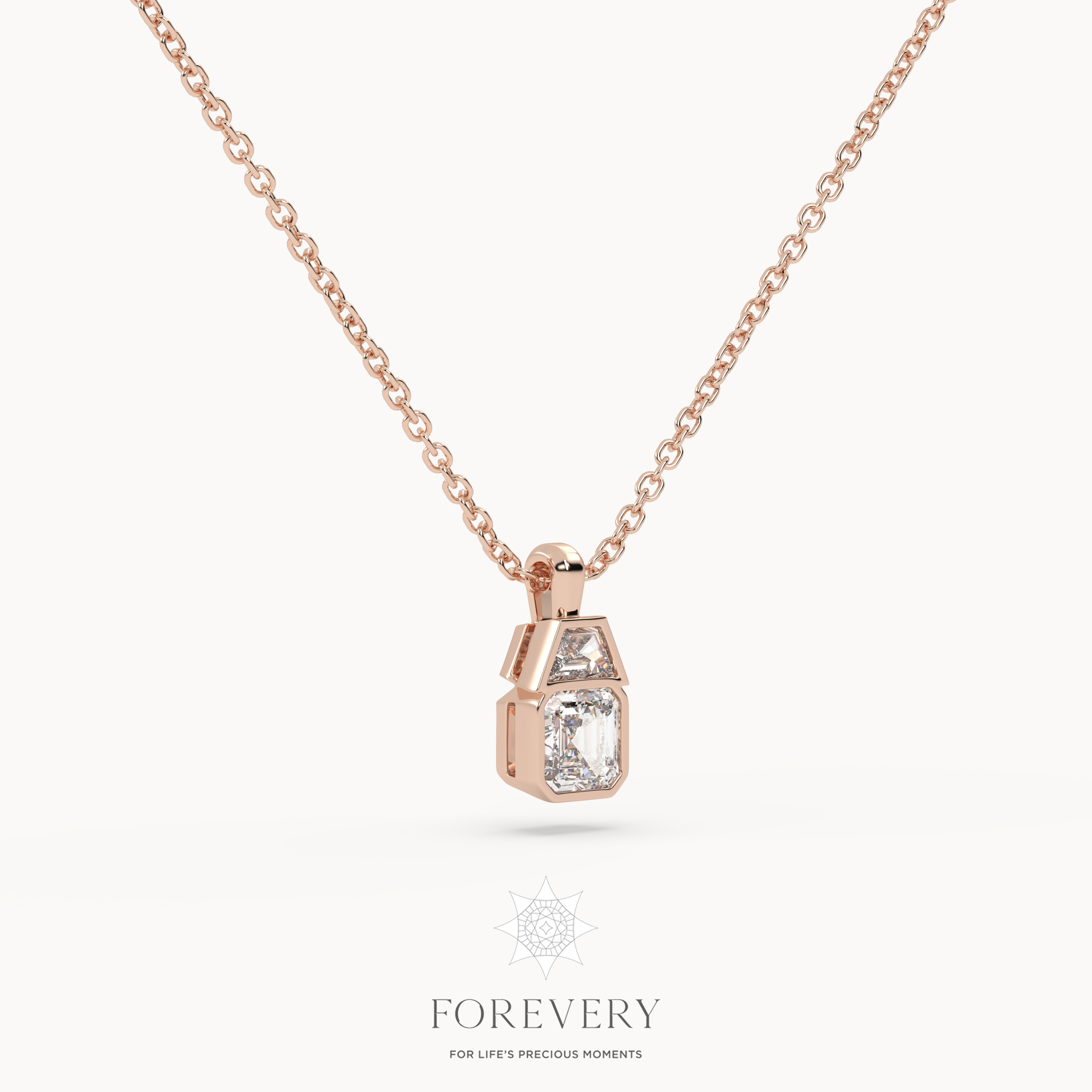 18K ROSE GOLD Bezel Set Emerald Pendant