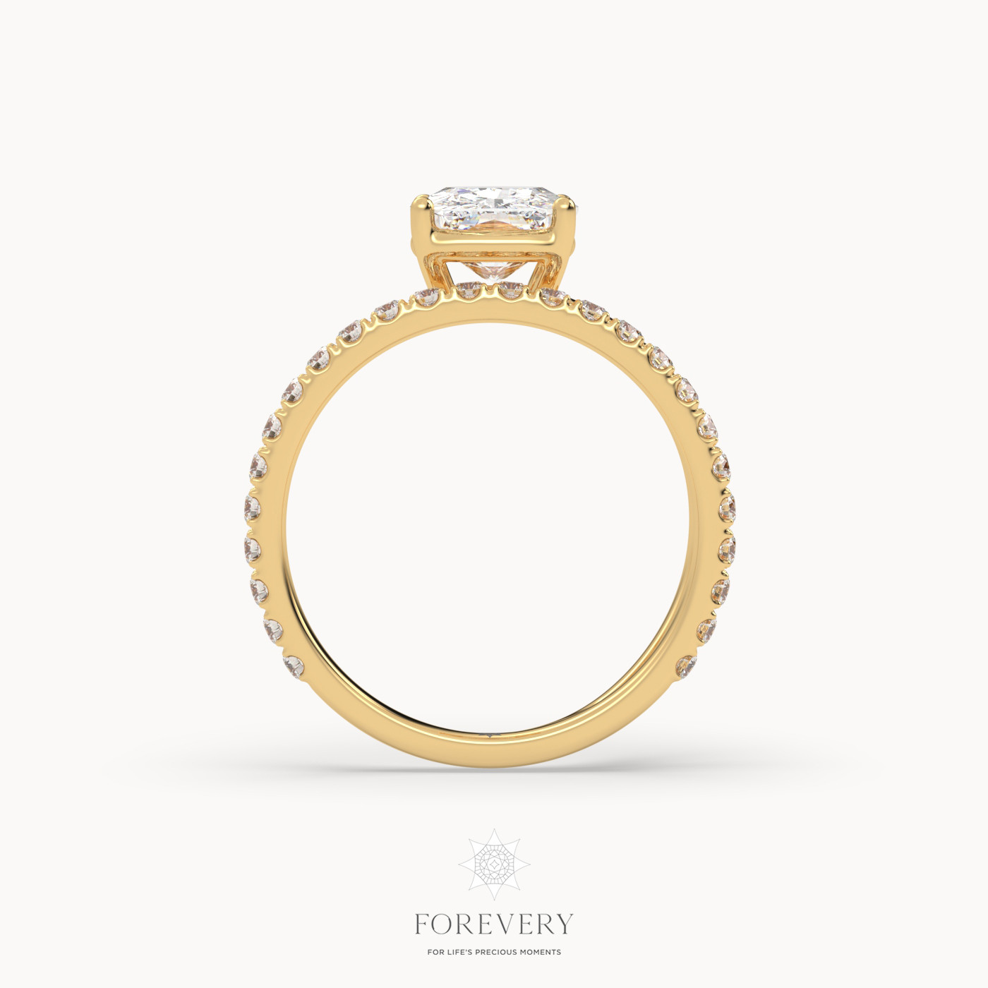 18K YELLOW GOLD Cushion Cut Spiral Ring