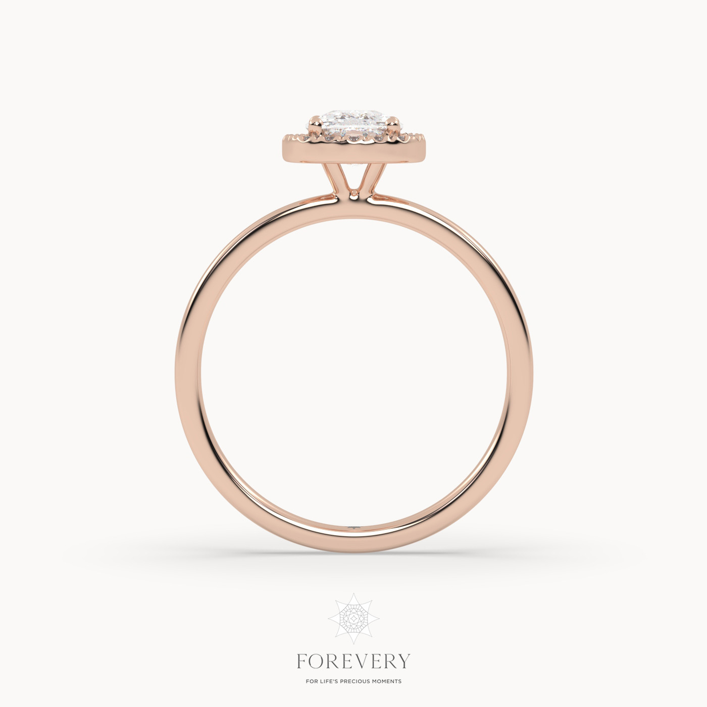 18K ROSE GOLD Halo Style Solitaire Engagement Ring