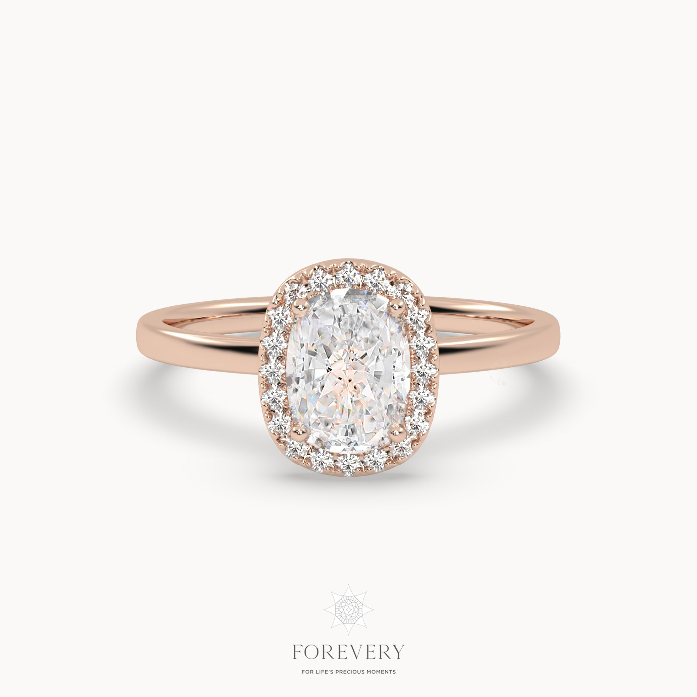 18K ROSE GOLD Halo Style Solitaire Engagement Ring