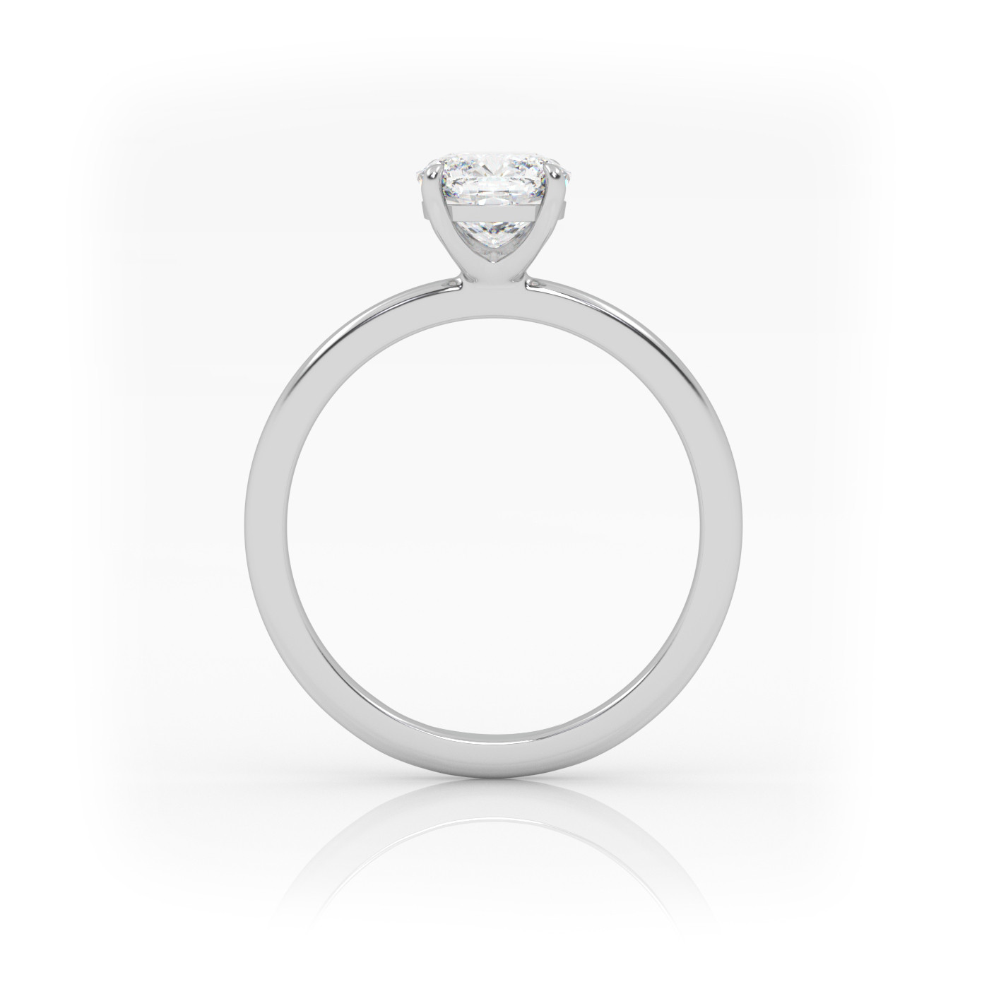 18K WHITE GOLD Cushion Cut Classic Solitaire Engagement Ring