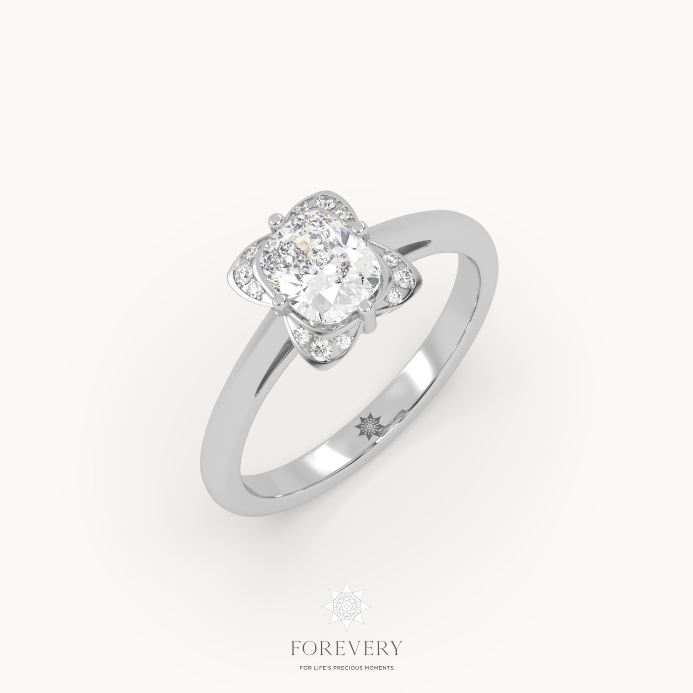 18K WHITE GOLD Butterfly Solitaire Diamond Engagement Ring