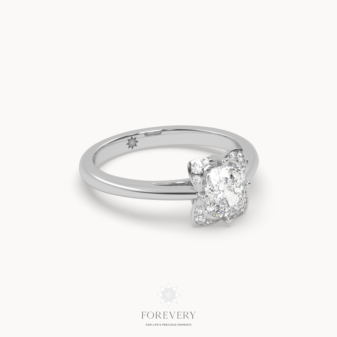 18K WHITE GOLD Butterfly Solitaire Diamond Engagement Ring