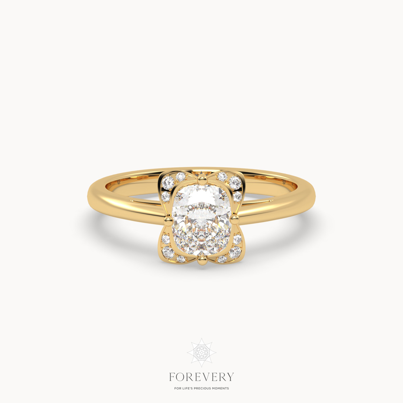18K YELLOW GOLD Butterfly Solitaire Diamond Engagement Ring