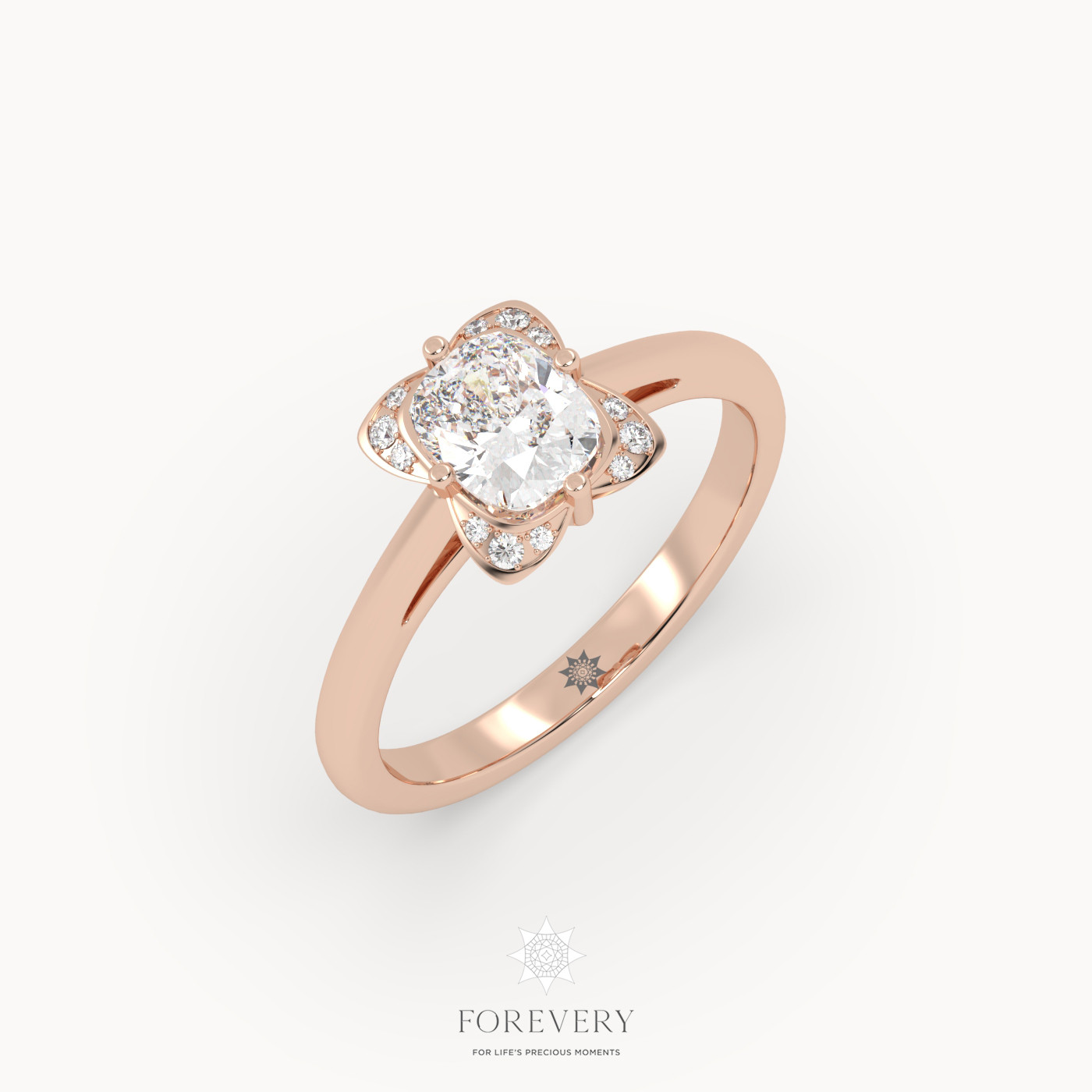18K ROSE GOLD Butterfly Solitaire Diamond Engagement Ring
