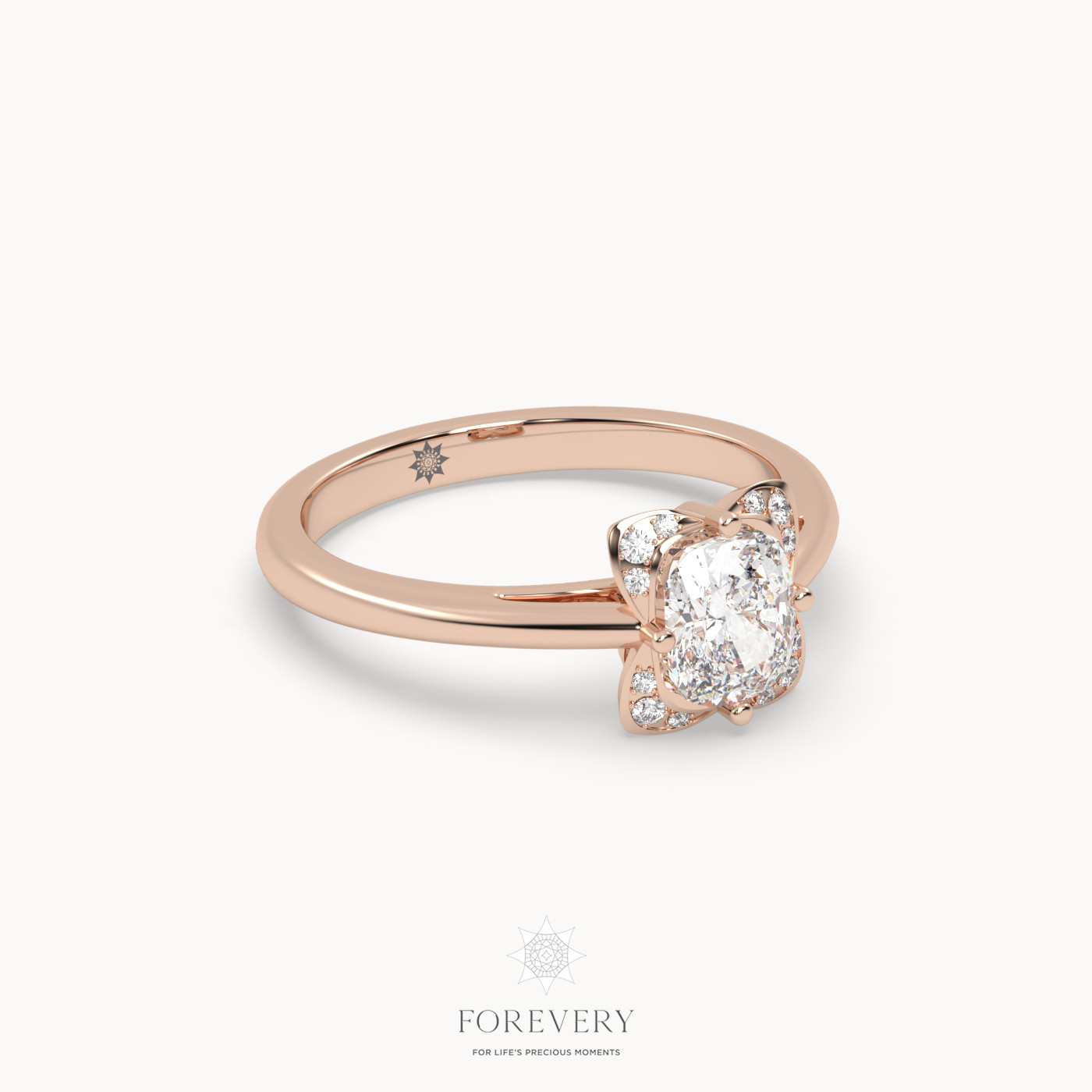 18K ROSE GOLD Butterfly Solitaire Diamond Engagement Ring