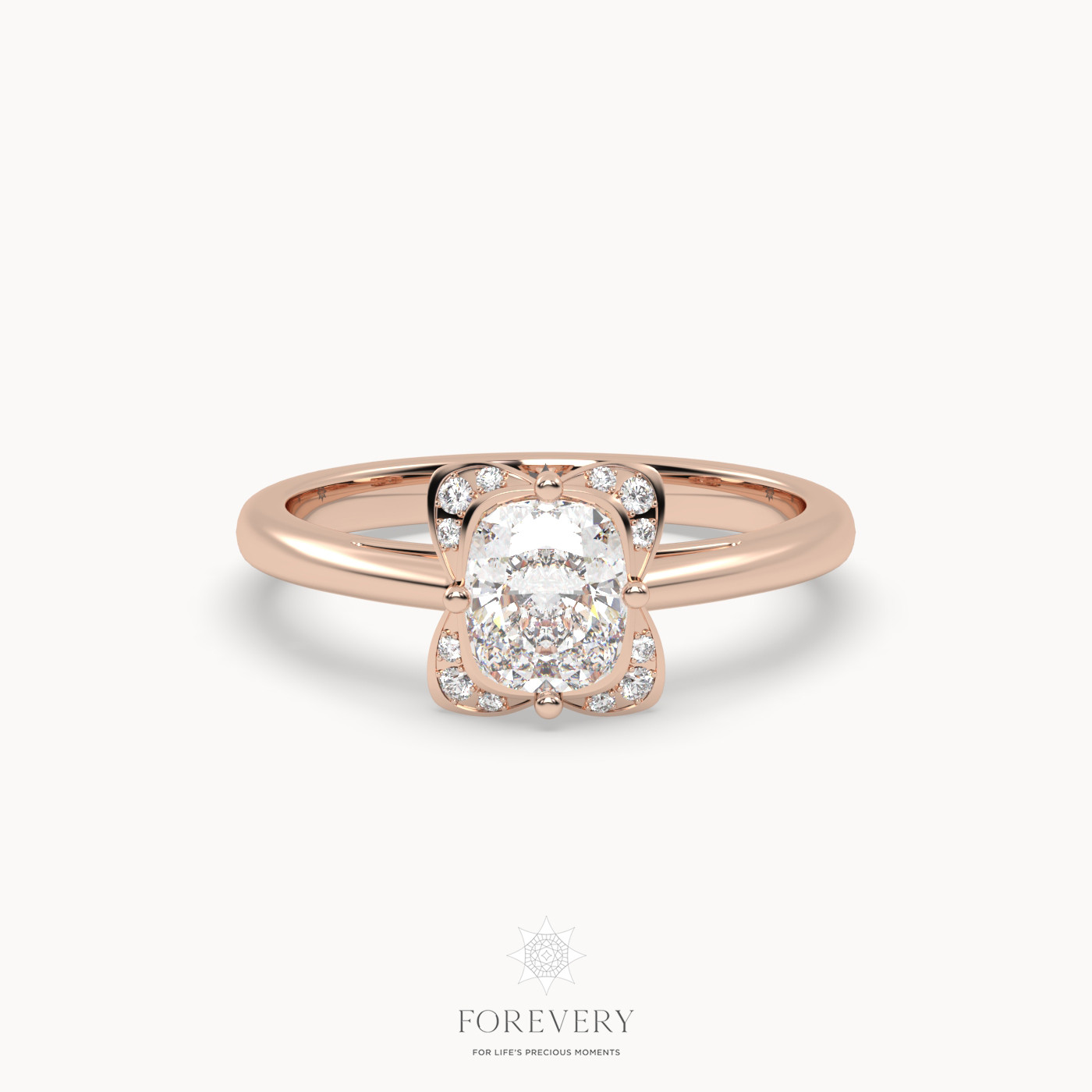 18K ROSE GOLD Butterfly Solitaire Diamond Engagement Ring