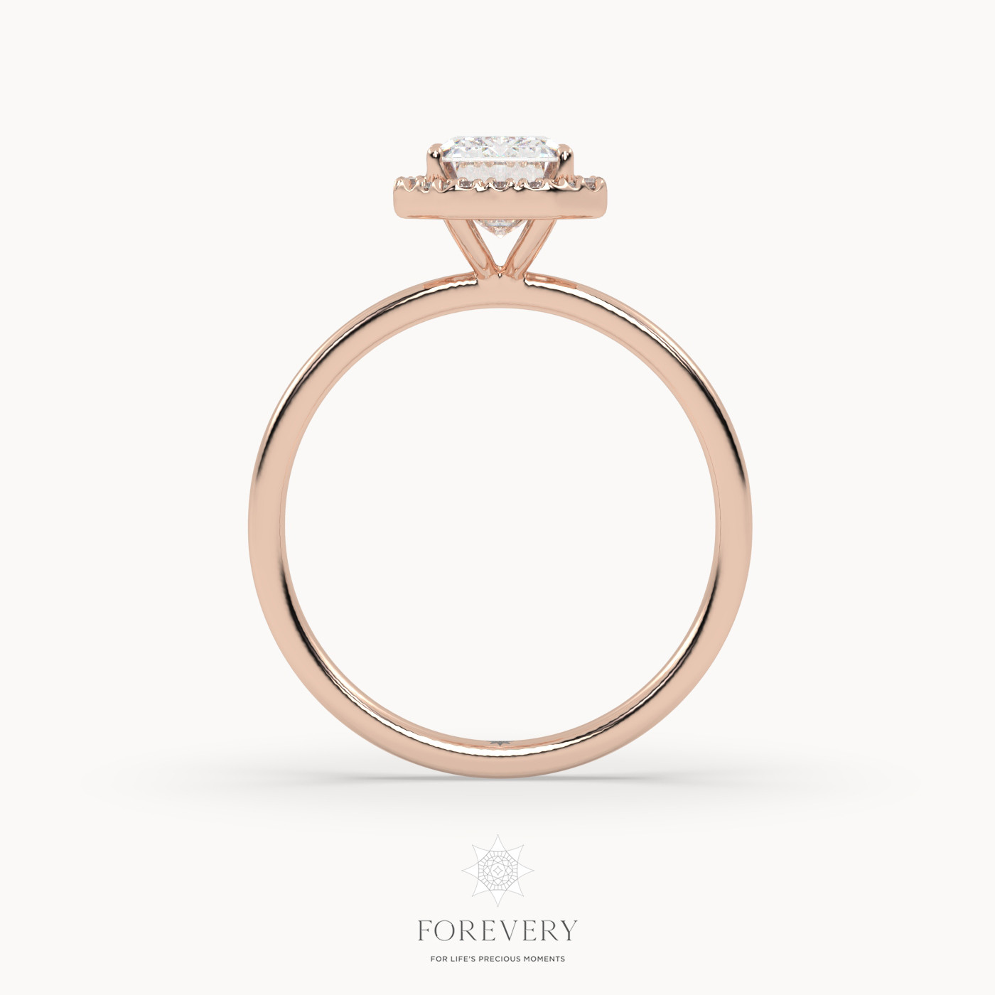 18K ROSE GOLD Emerald Diamond Engagement Ring