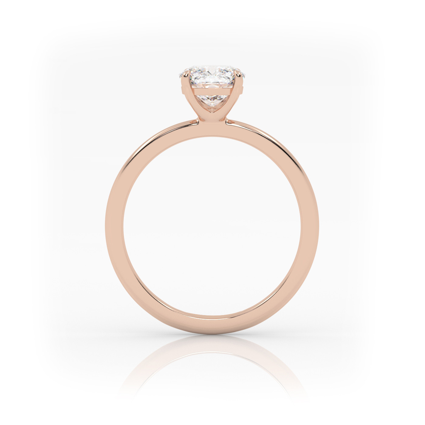 18K ROSE GOLD Cushion Cut Classic Solitaire Engagement Ring