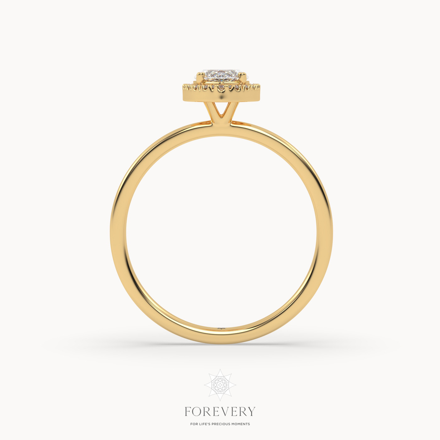 18K YELLOW GOLD Marquise Diamond Elongated Halo Pave Engagement Ring