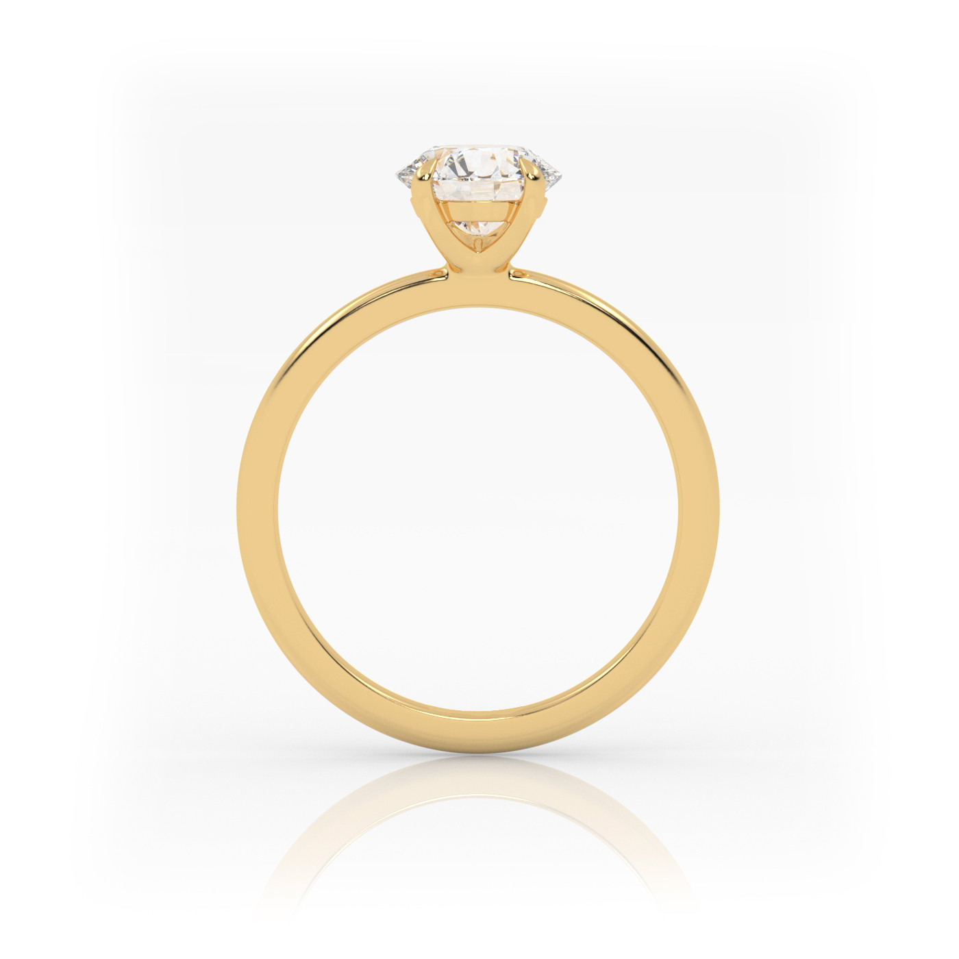 18K YELLOW GOLD Round Diamond Cut Solitaire Engagement Ring