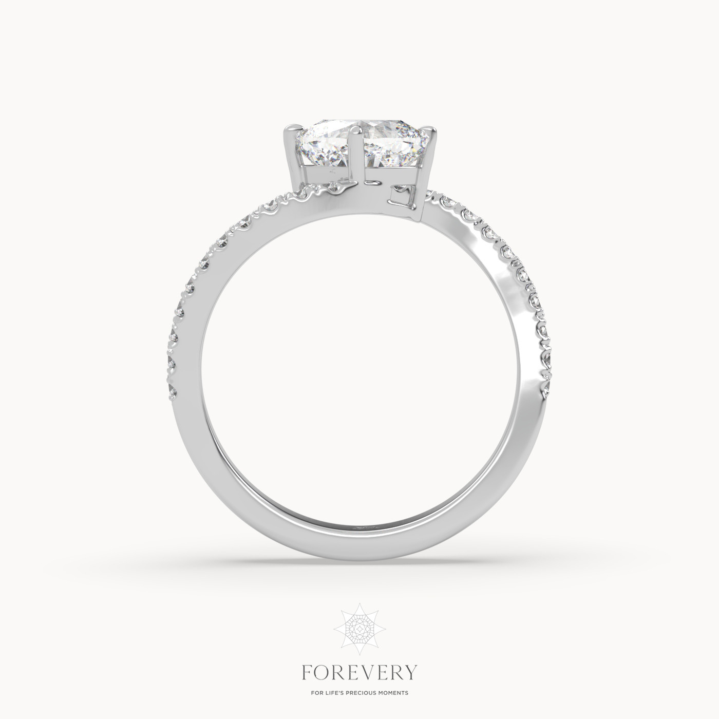 18K WHITE GOLD Cushion Cut Luxurious Diamond Engagement Ring