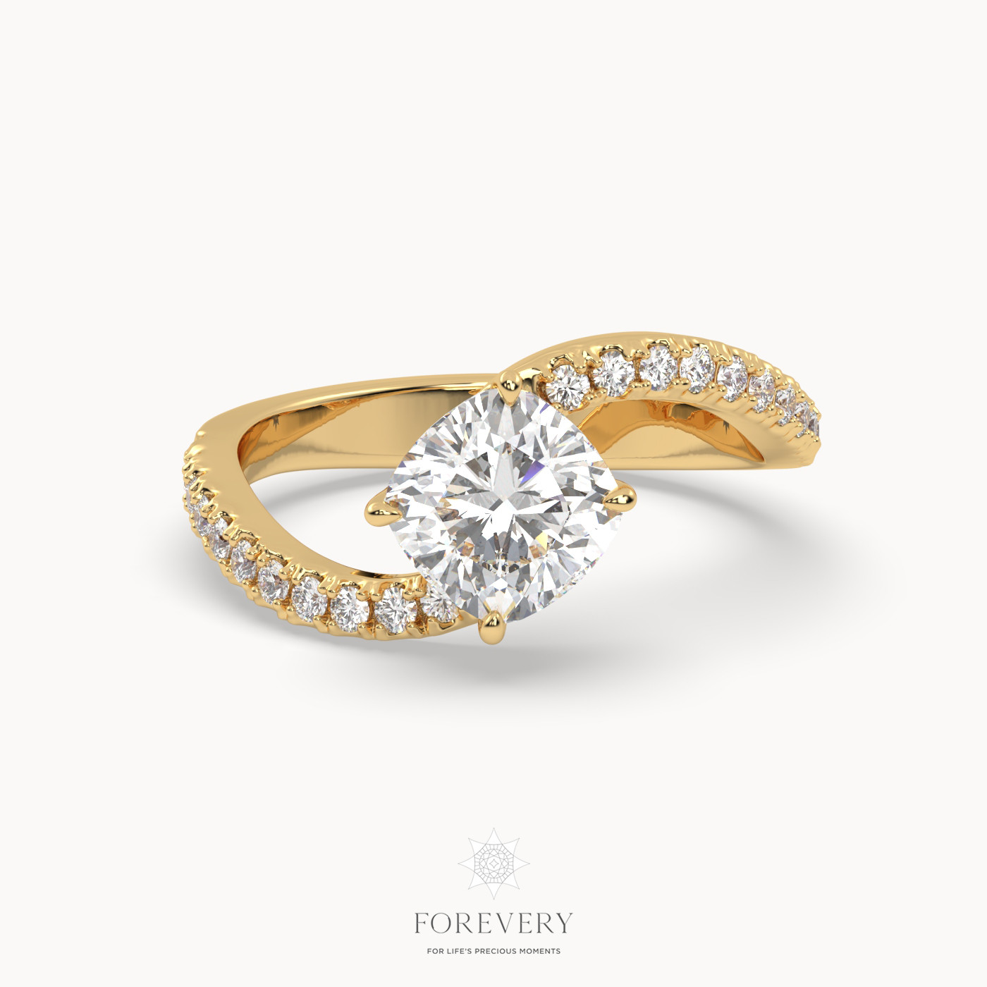 18K YELLOW GOLD Cushion Cut Luxurious Diamond Engagement Ring