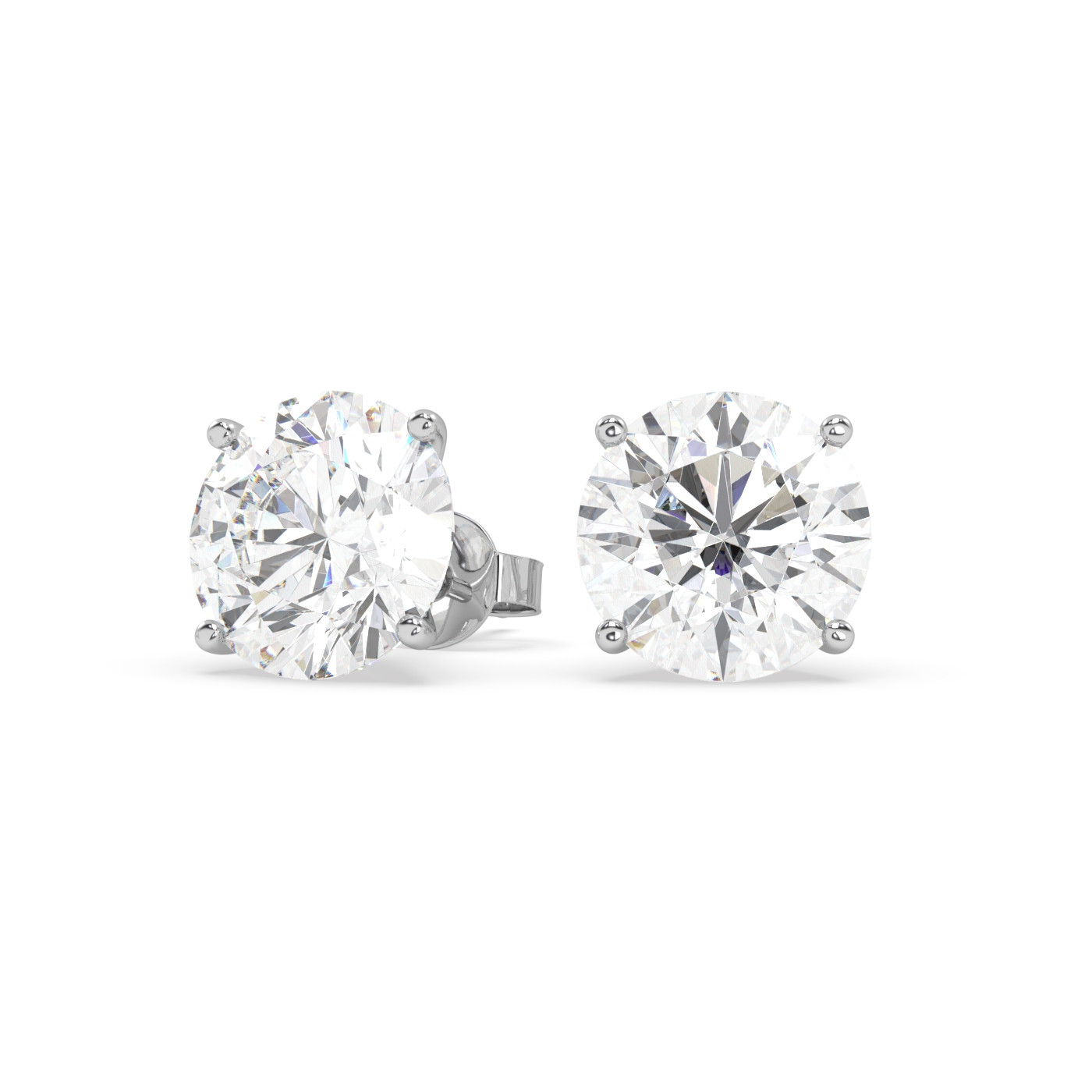 18K WHITE GOLD Round Stud Earrings with butterfly back
