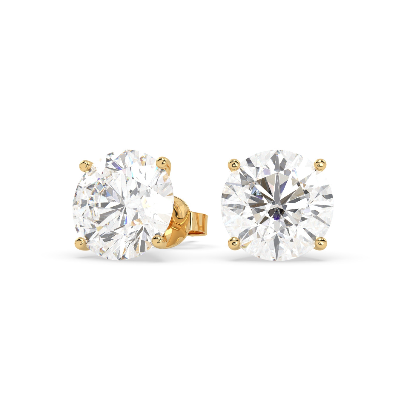 18K YELLOW GOLD Round Stud Earrings with butterfly back