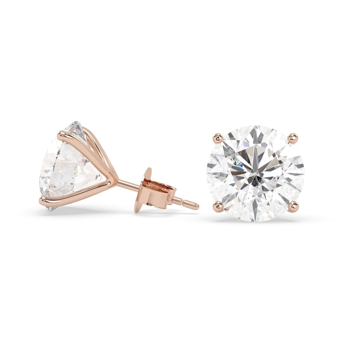18K ROSE GOLD Round Stud Earrings with butterfly back