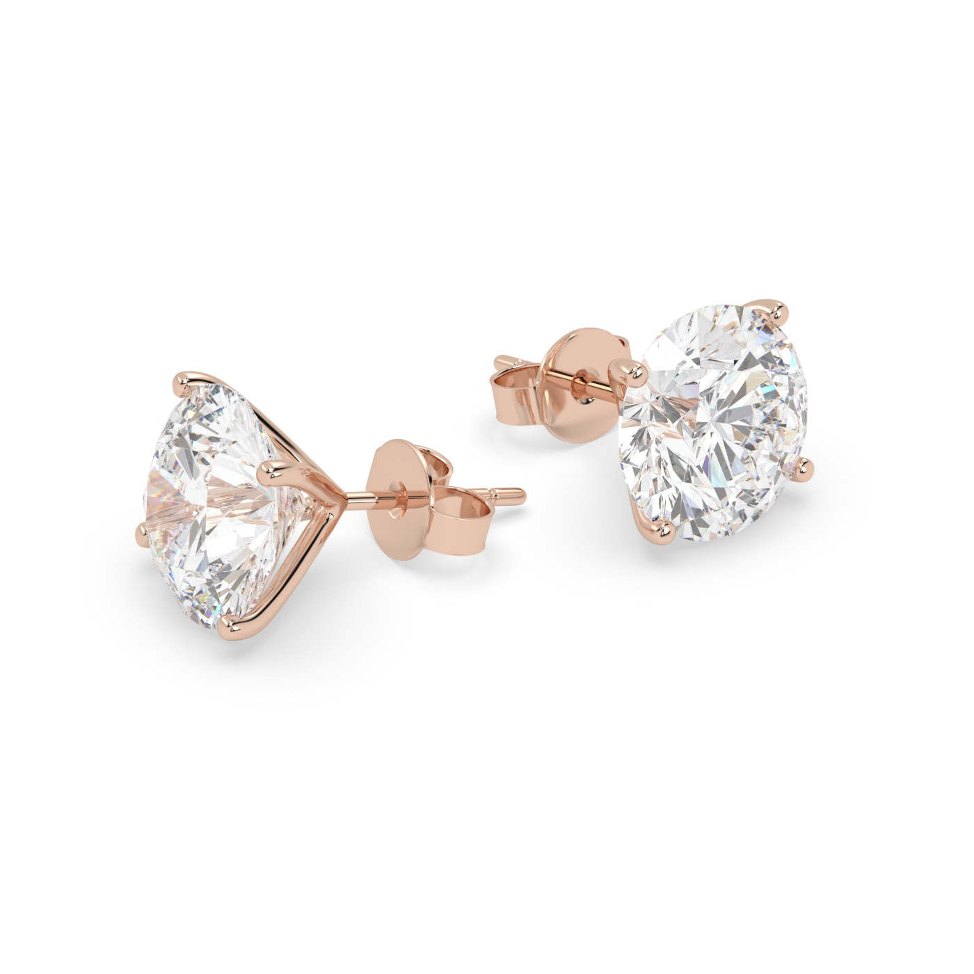 18K ROSE GOLD Round Stud Earrings with butterfly back