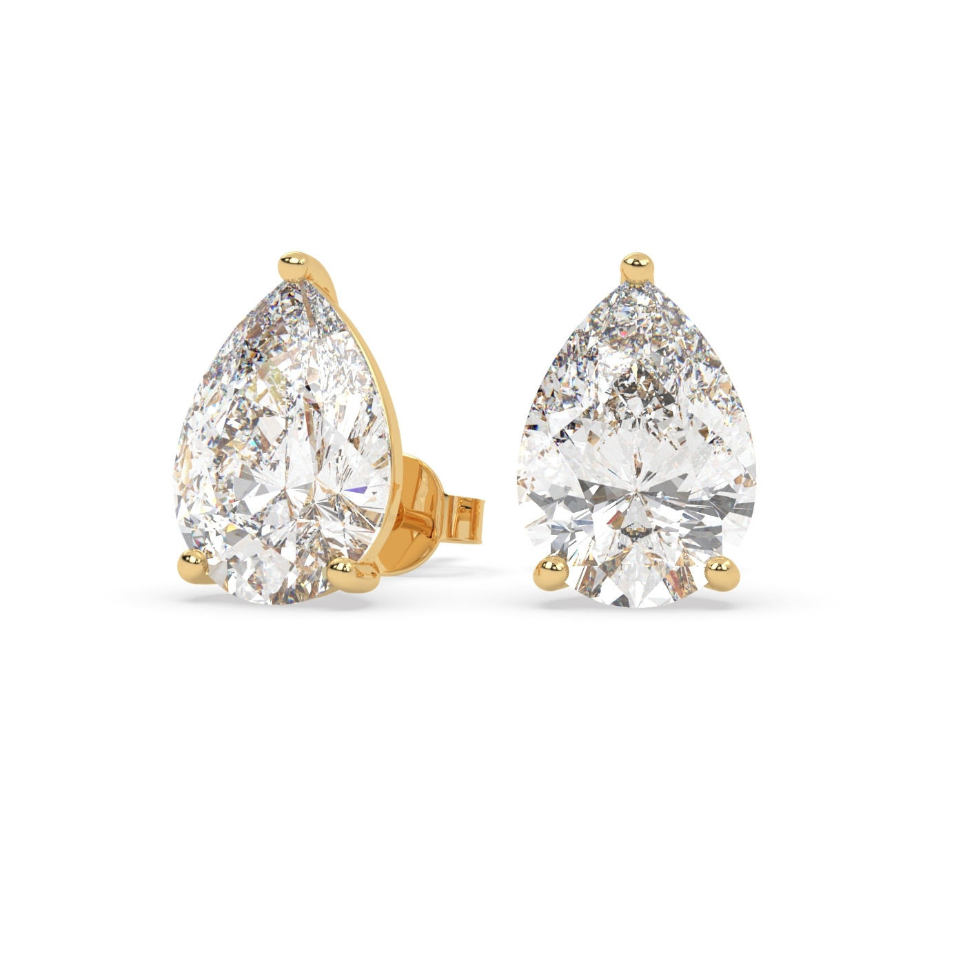 18K YELLOW GOLD Pear Stud Earrings with butterfly back