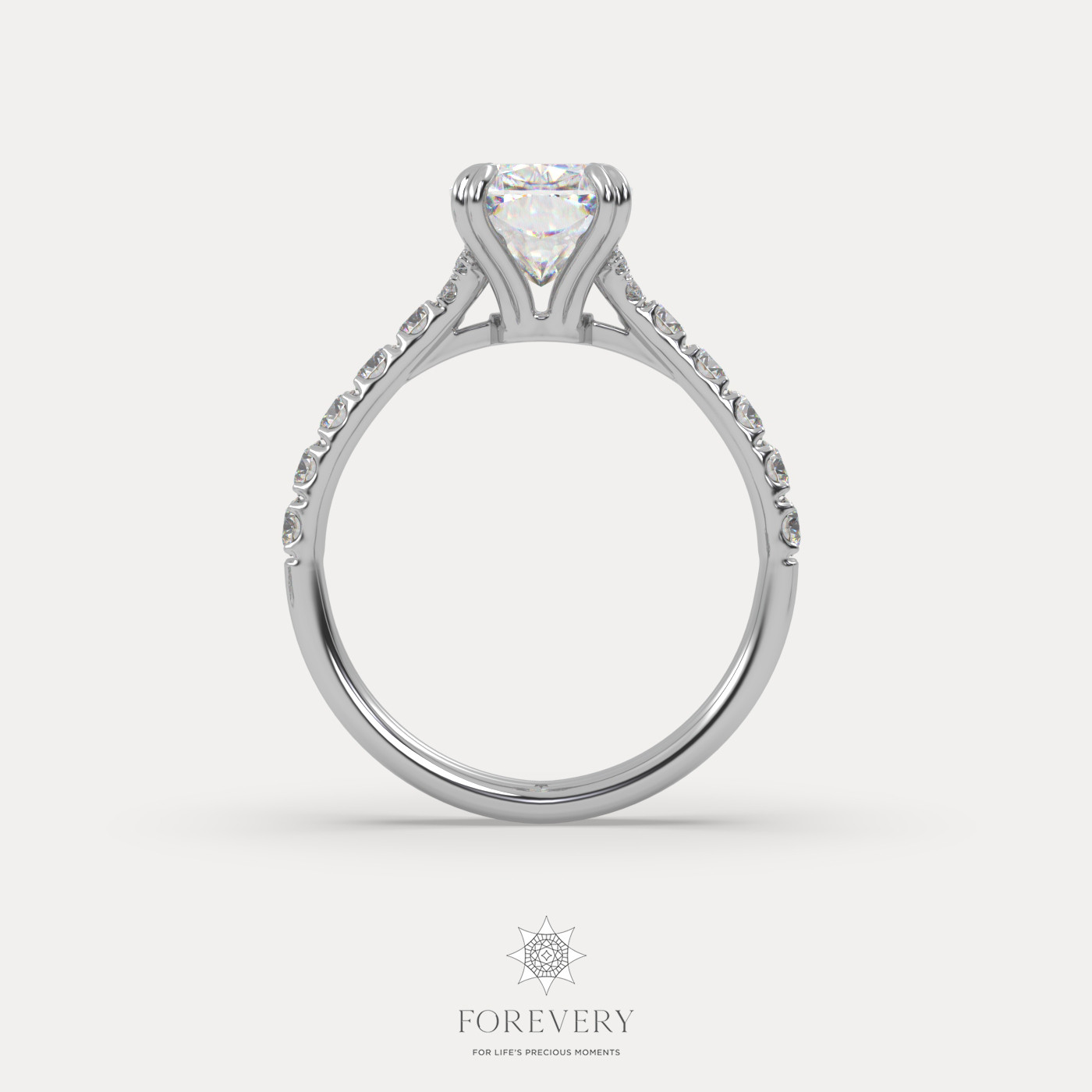 18K WHITE GOLD Cushion Cut Pave-Style Diamond Engagement Ring