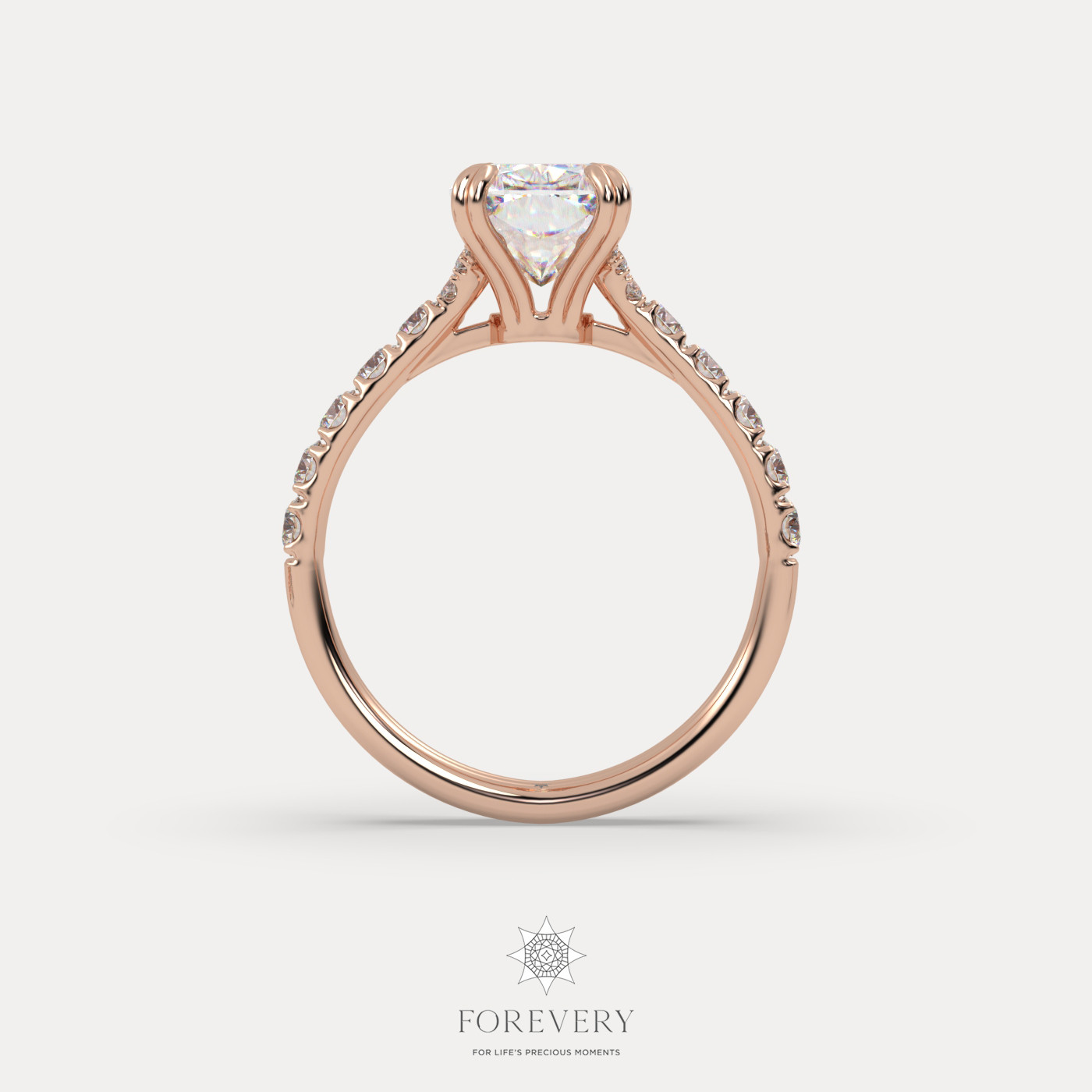 18K ROSE GOLD Cushion Cut Pave-Style Diamond Engagement Ring