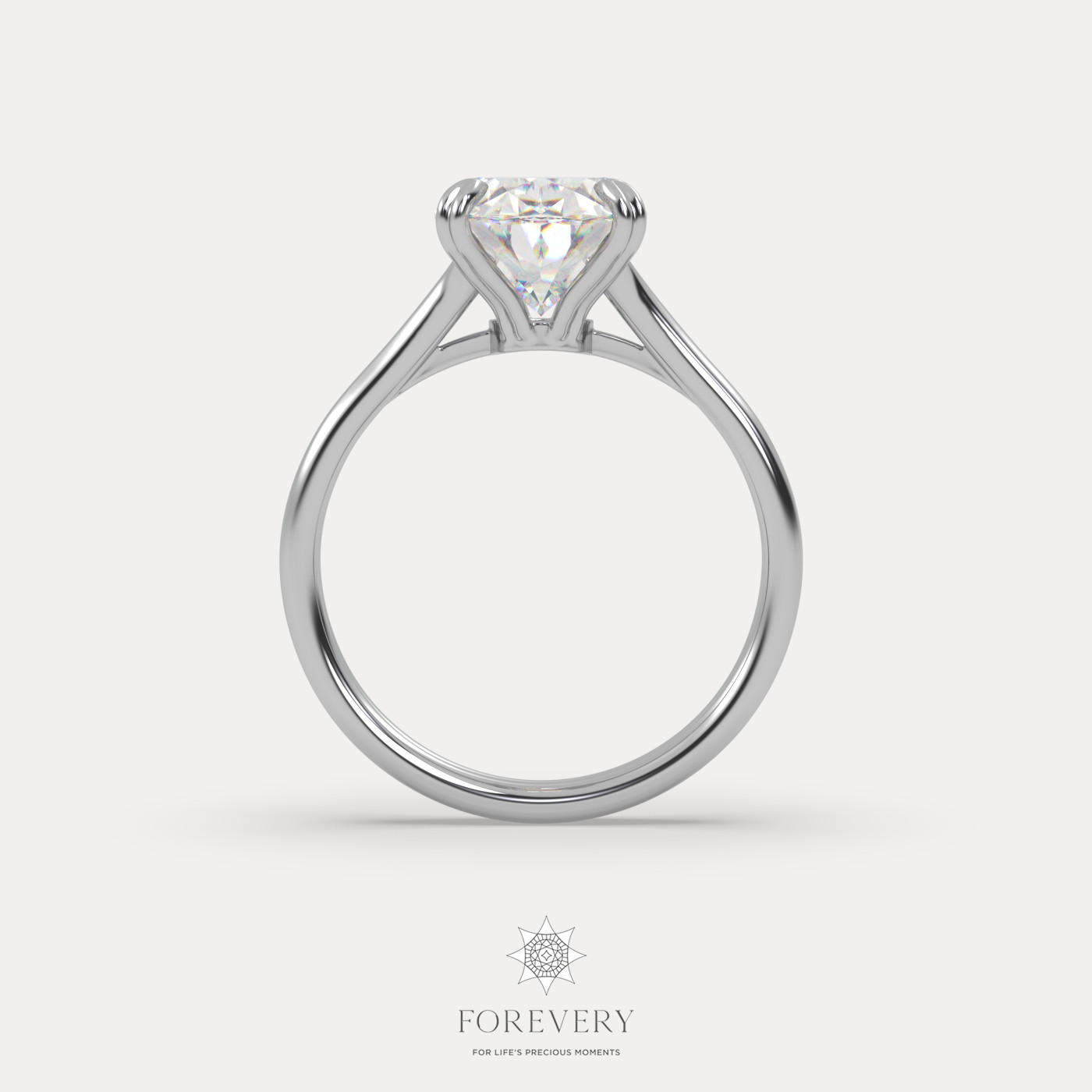 18K WHITE GOLD Oval Cut Diamond Solitaire Engagament Ring