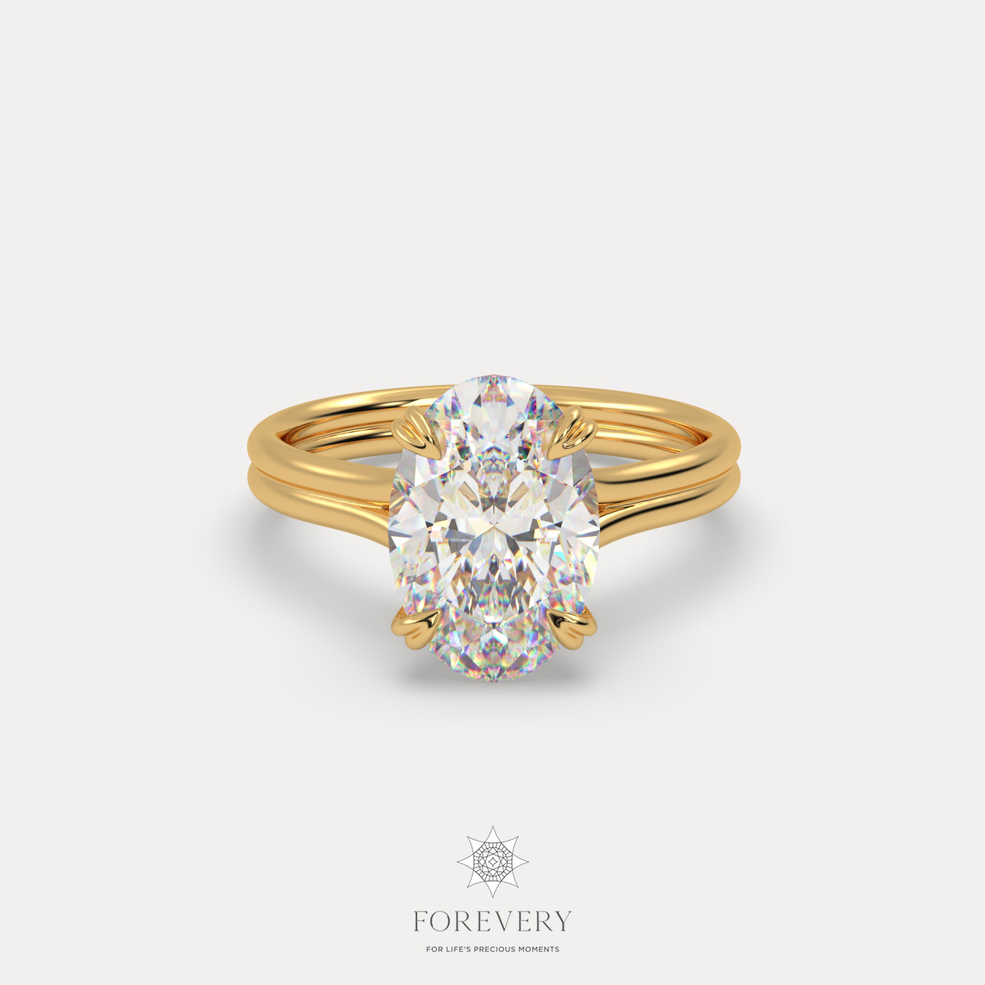 18K YELLOW GOLD Oval Cut Diamond Solitaire Engagament Ring