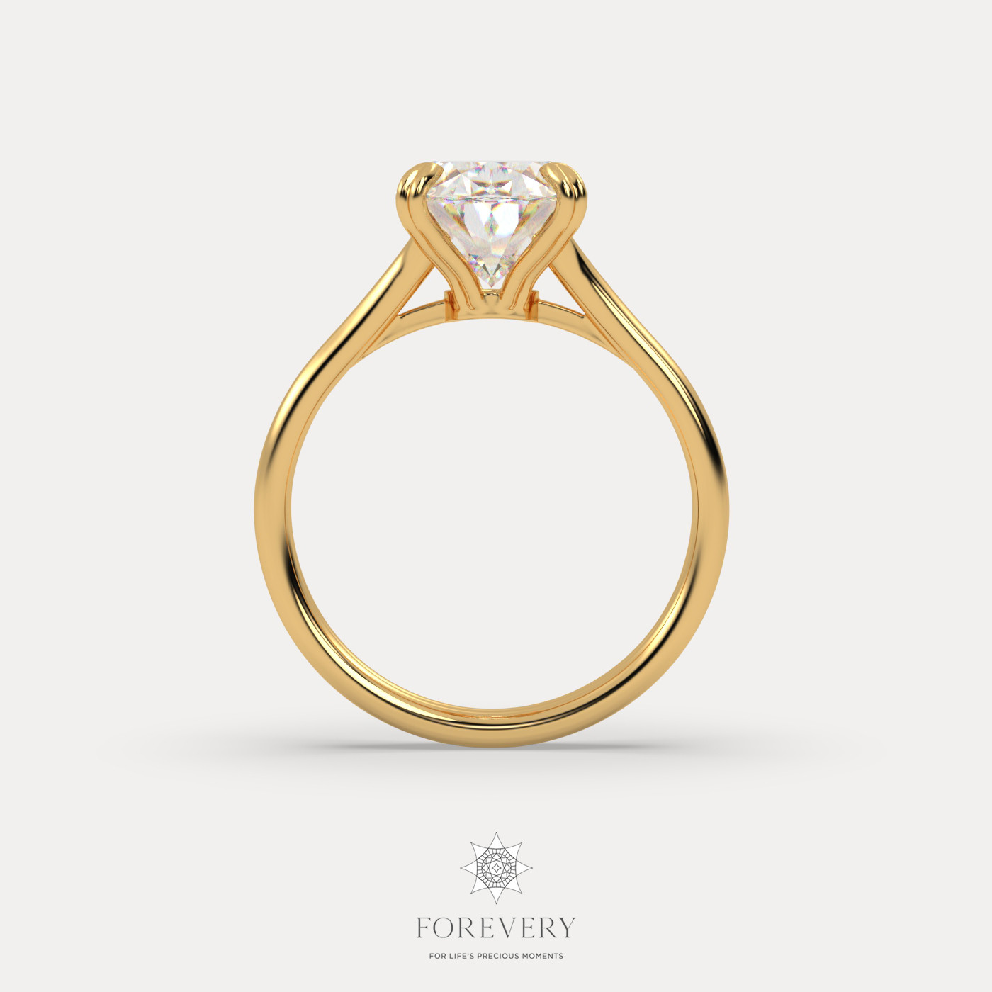 18K YELLOW GOLD Oval Cut Diamond Solitaire Engagament Ring
