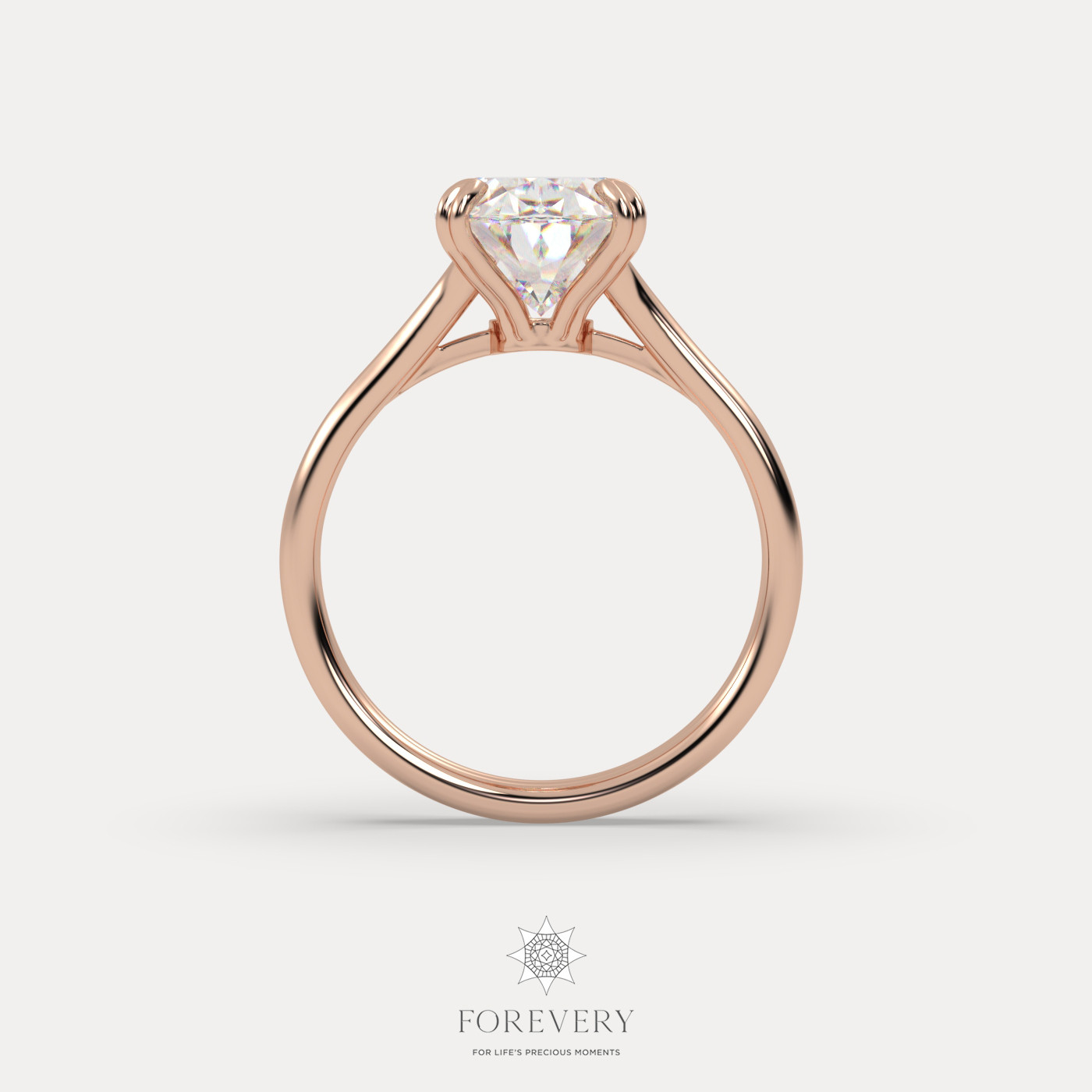 18K ROSE GOLD Oval Cut Diamond Solitaire Engagament Ring