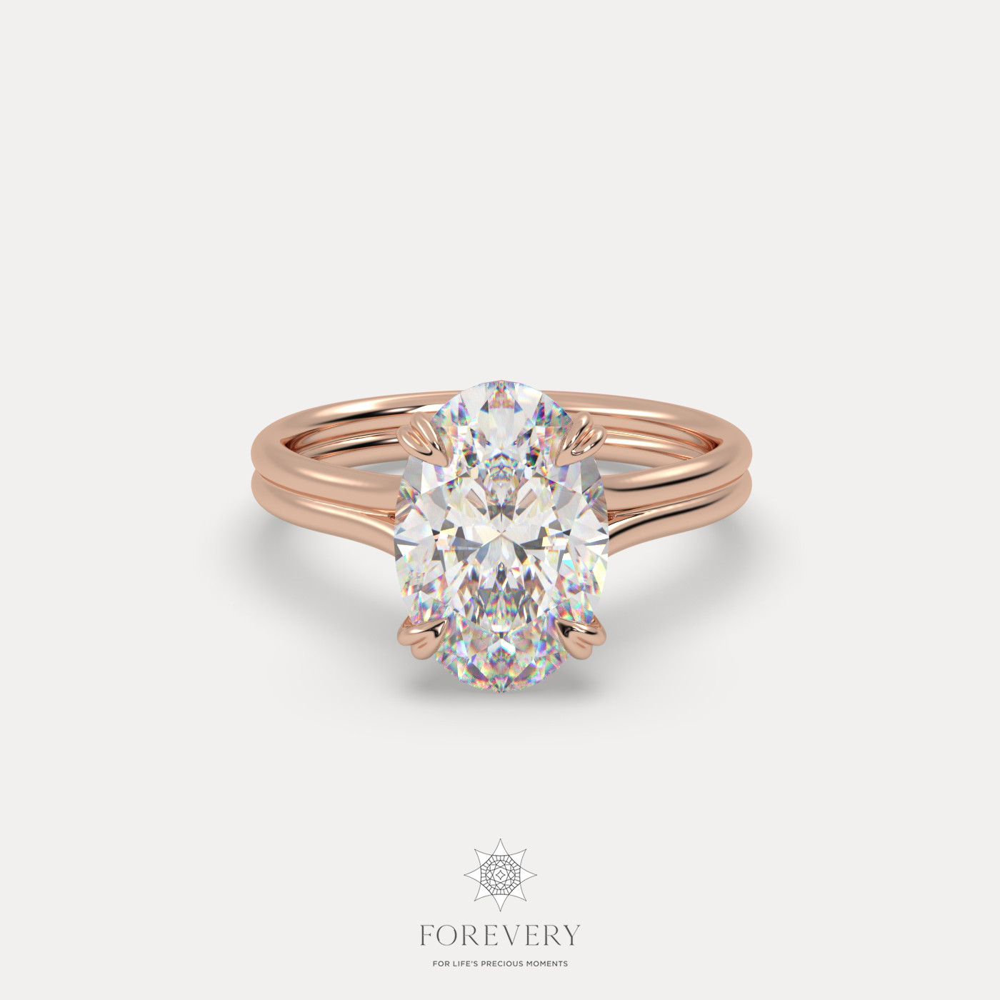 18K ROSE GOLD Oval Cut Diamond Solitaire Engagament Ring
