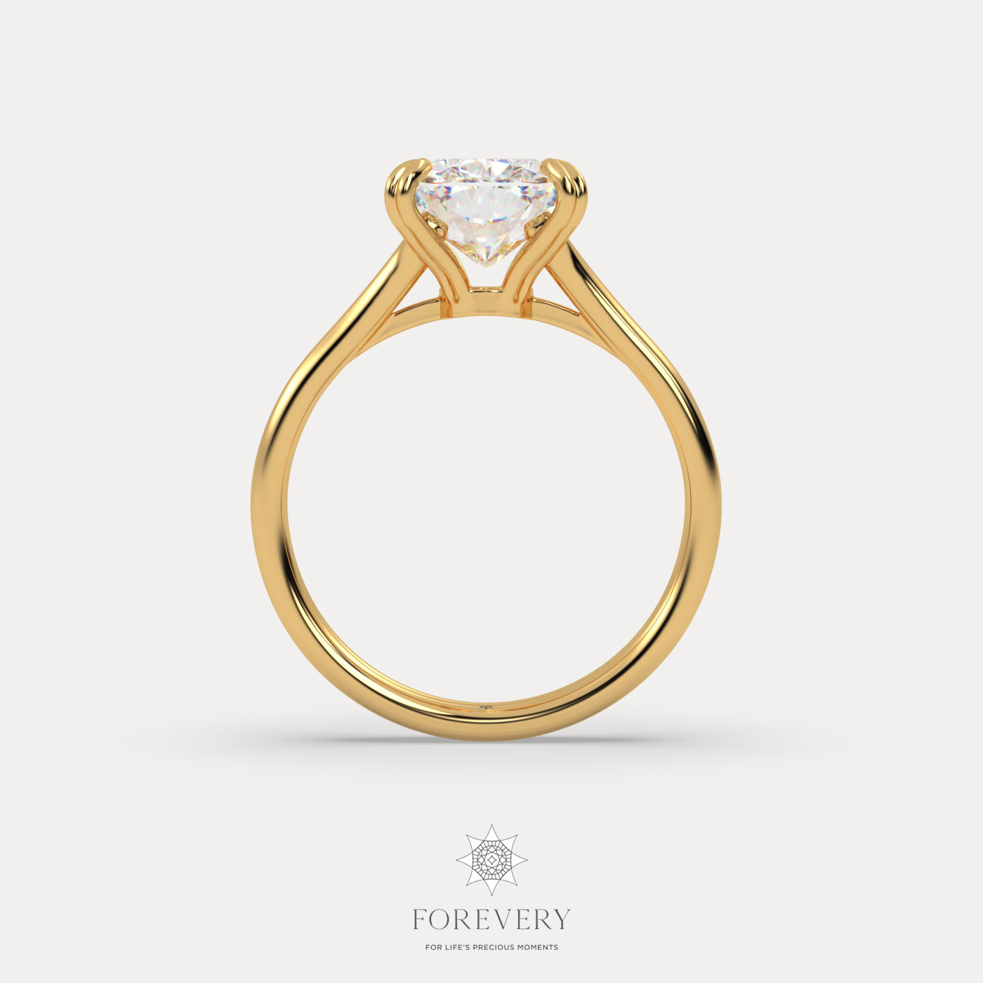 18K YELLOW GOLD Cushion Cut Diamond Solitaire Engagament Ring