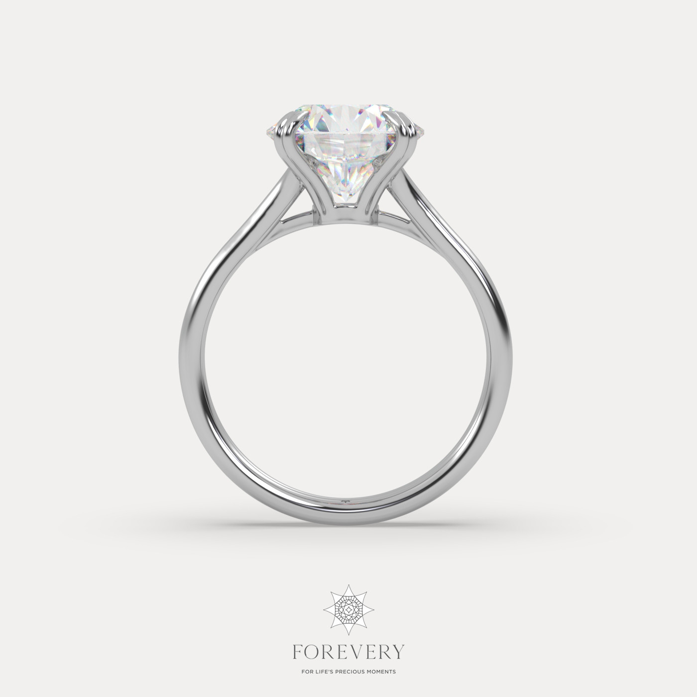 18K WHITE GOLD Round Cut Diamond Solitaire Engagament Ring