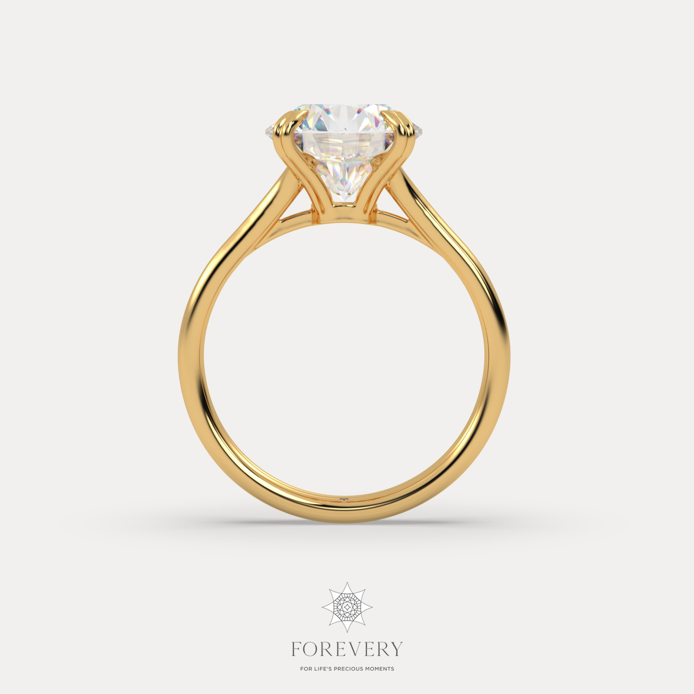 18K YELLOW GOLD Round Cut Diamond Solitaire Engagament Ring