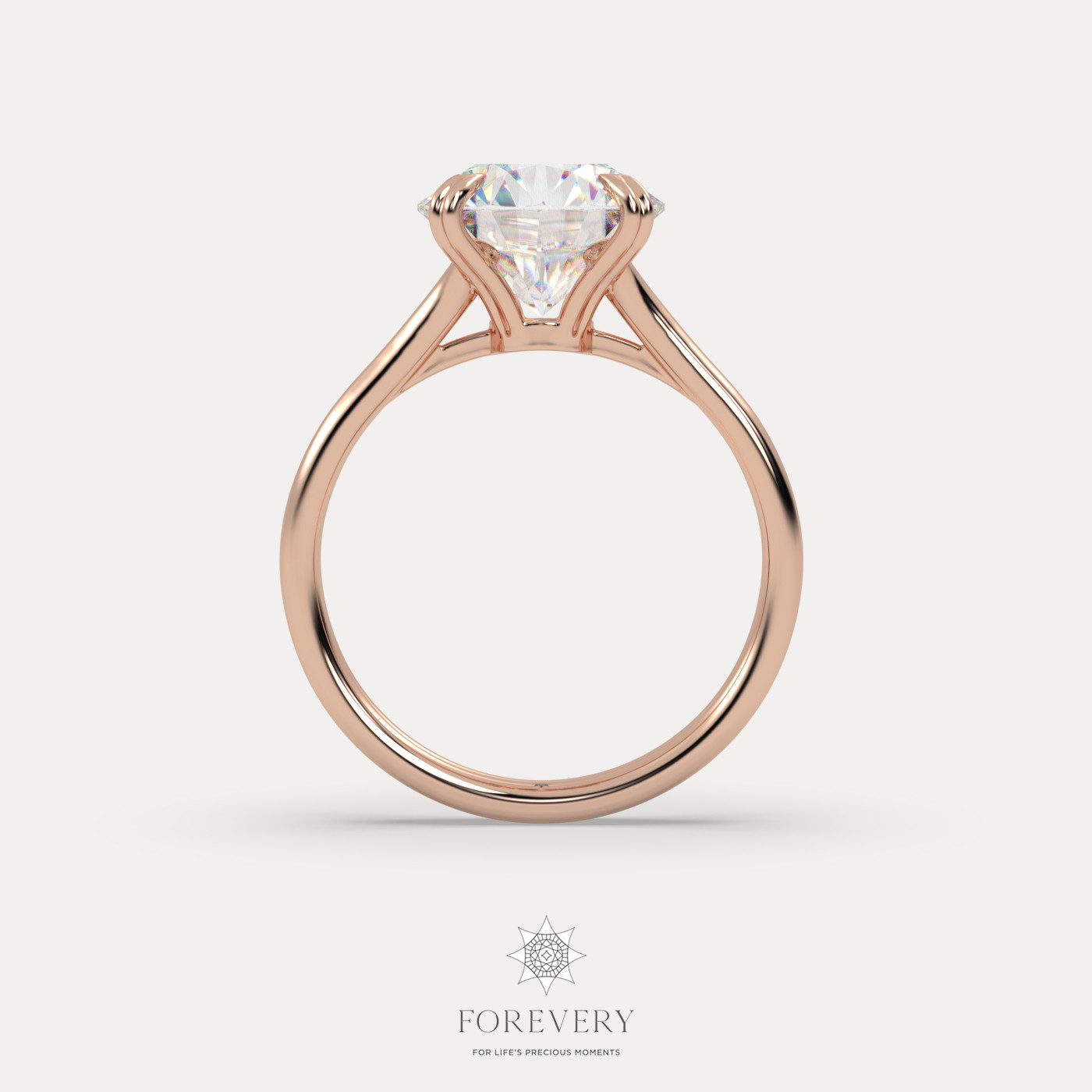 18K ROSE GOLD Round Cut Diamond Solitaire Engagament Ring