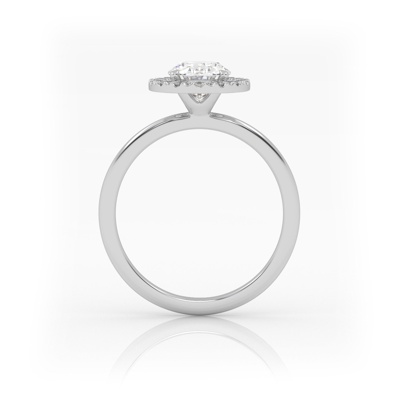 18K WHITE GOLD Oval Diamond Engagement Ring with Halo Style