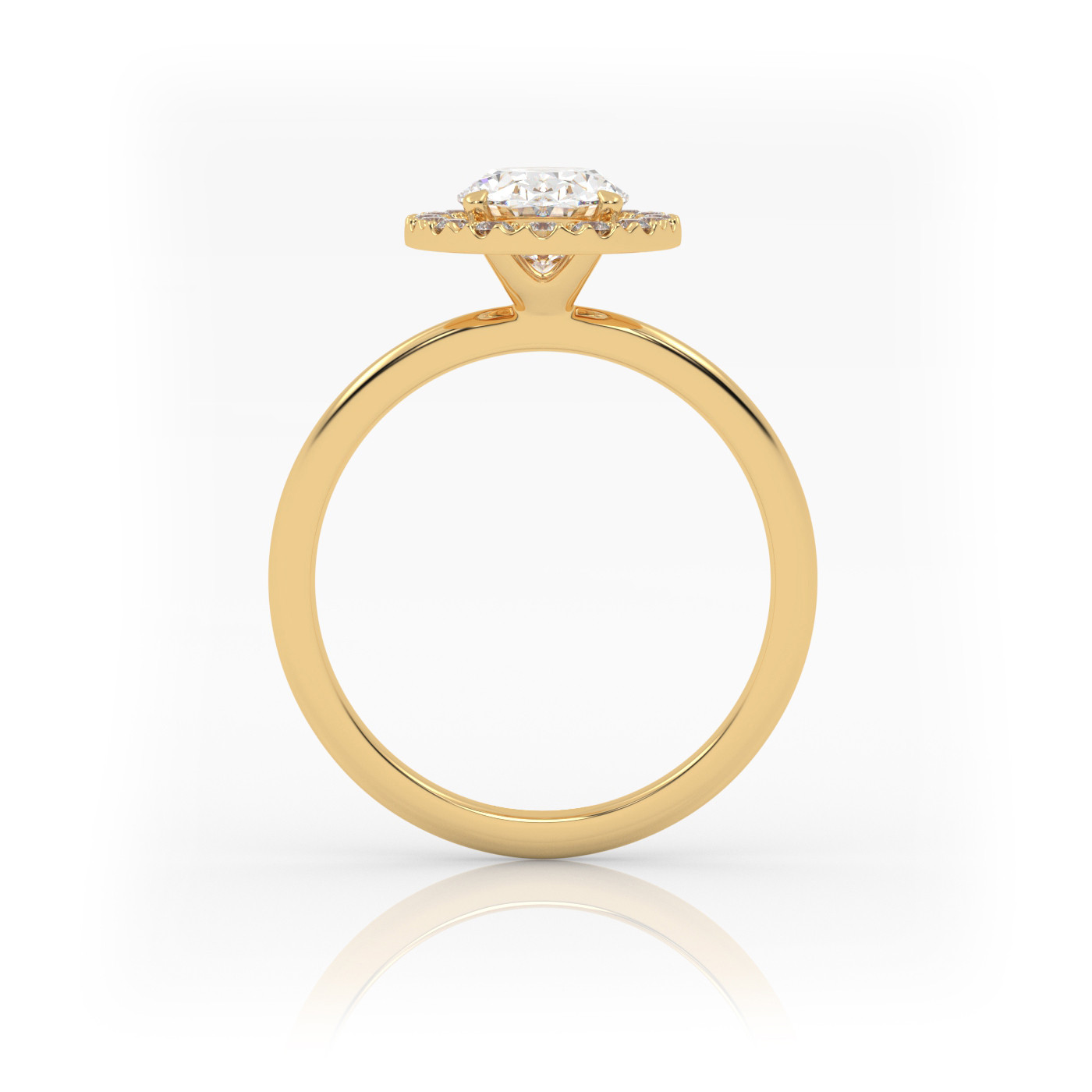 18K YELLOW GOLD Oval Diamond Engagement Ring with Halo Style
